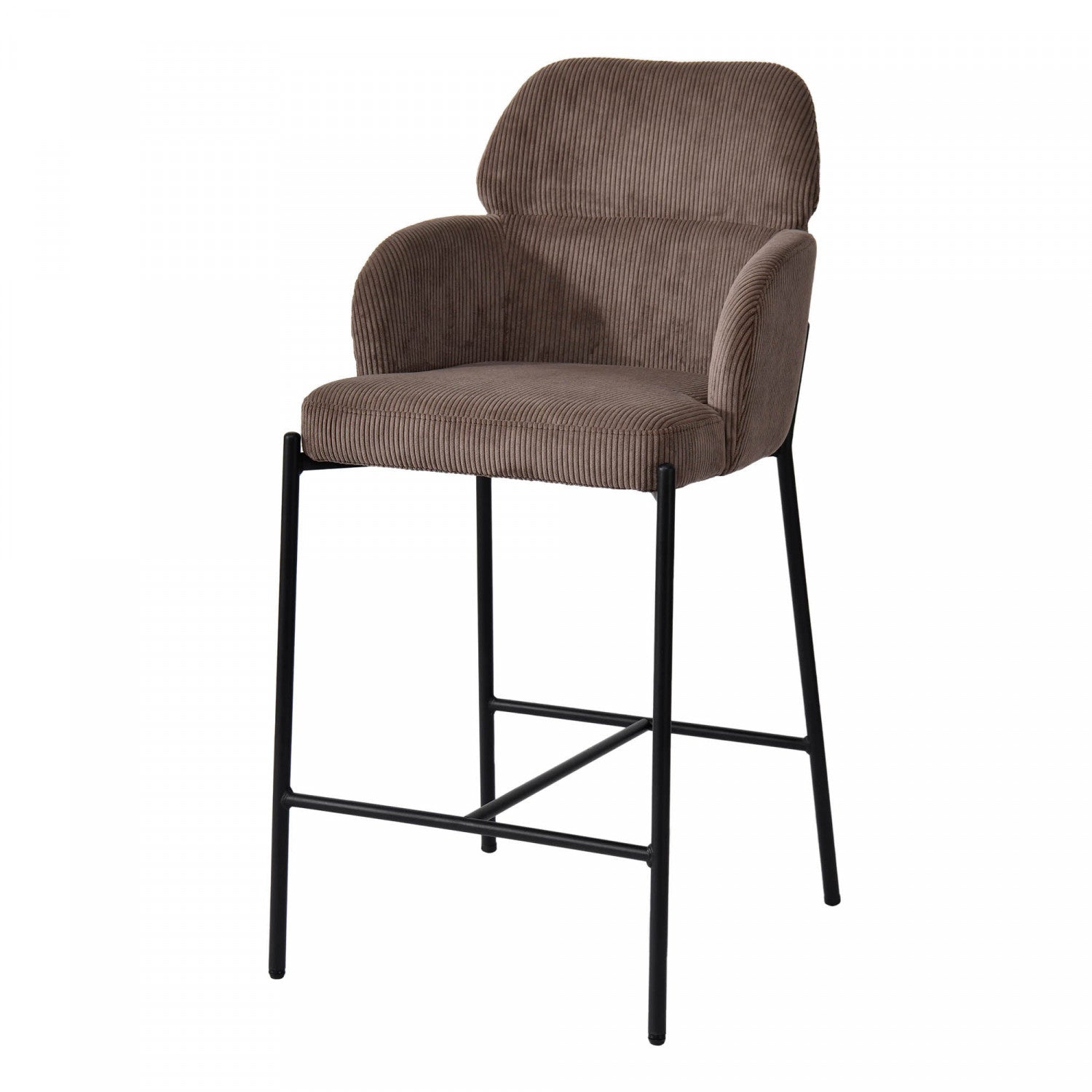 Celon Counter Stool Set of 2 - Brown Corduroy Upholstered Bar Stools for Kitchen Island, Breakfast Nook & Home Decor
