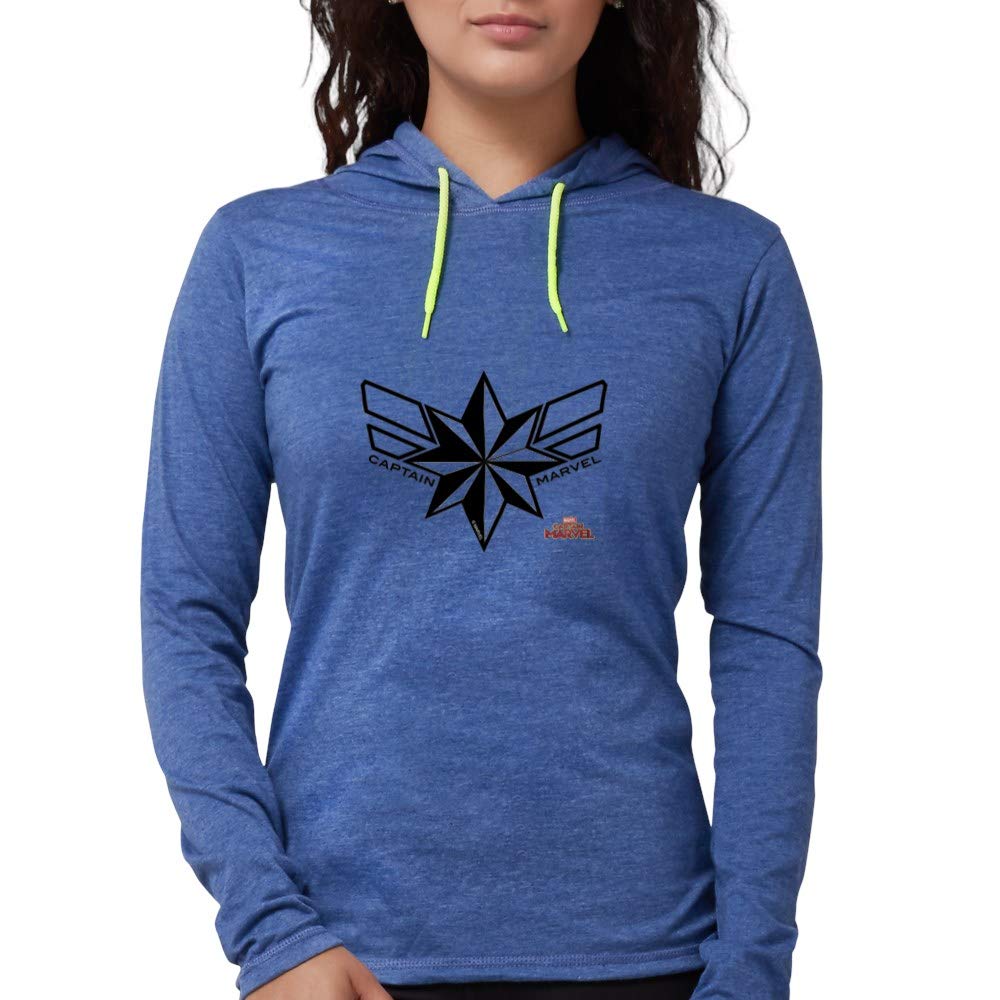 Captain Marvel Long Sleeve Hoodie T-Shirt | Superhero Graphic Tee | Marvel Comics Apparel for Men & Women | Perfect for Cosplay, Comic Con & Casual Wear