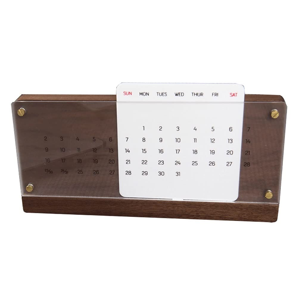 Wooden Perpetual Desk Calendar - Customizable DIY Manual Calendar 7.8x3.7 Inches for Office & Home (Black Walnut) - Perfect for Planning, Gifts & Productivity