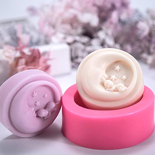 Moon Shaped Silicone Soap Mold for Baby Shower Favors, DIY Candle Making & Cake Decorating - Perfect for Handmade Gifts, Bath Bombs & Home Crafts