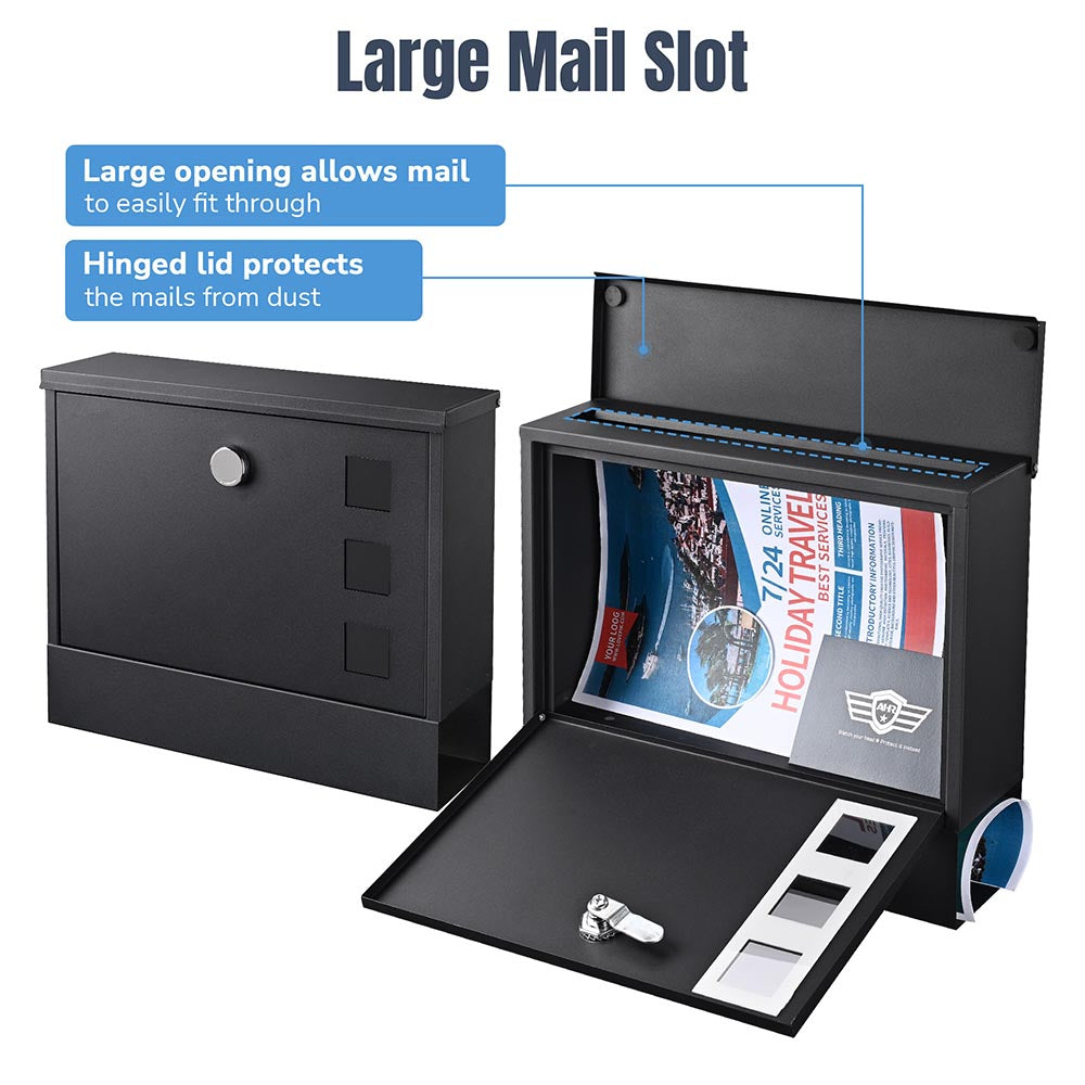 Secure Large Wall Mount Mailbox with Lock - Heavy Duty Steel Letter Box for Home & Business - Perfect for Apartments, Office Buildings & Residential Mail Security