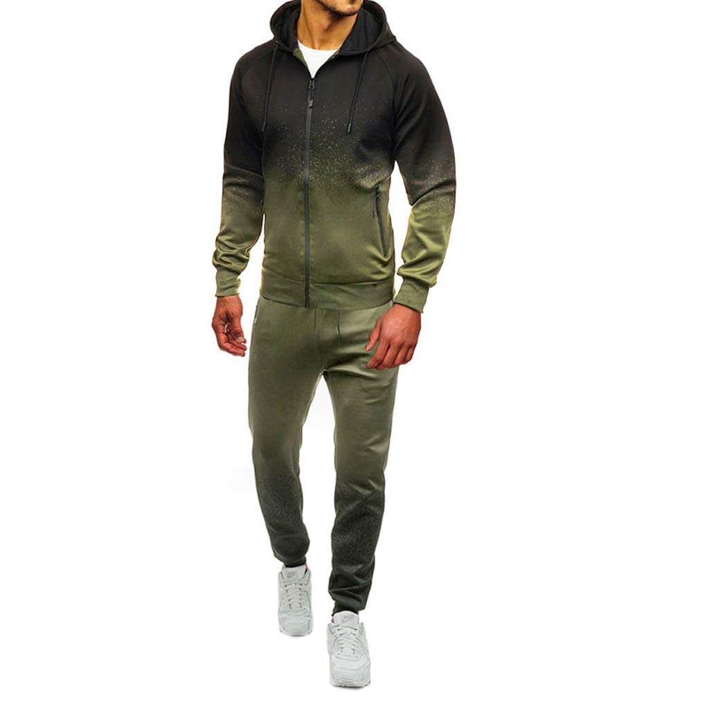 Limsea Men's Sports Suit Tracksuit - 2021 Spring Solid Color Full-Zip Running Jogging Jacket & Pants Set - Lightweight Breathable Activewear for Gym, Workout & Outdoor Sports