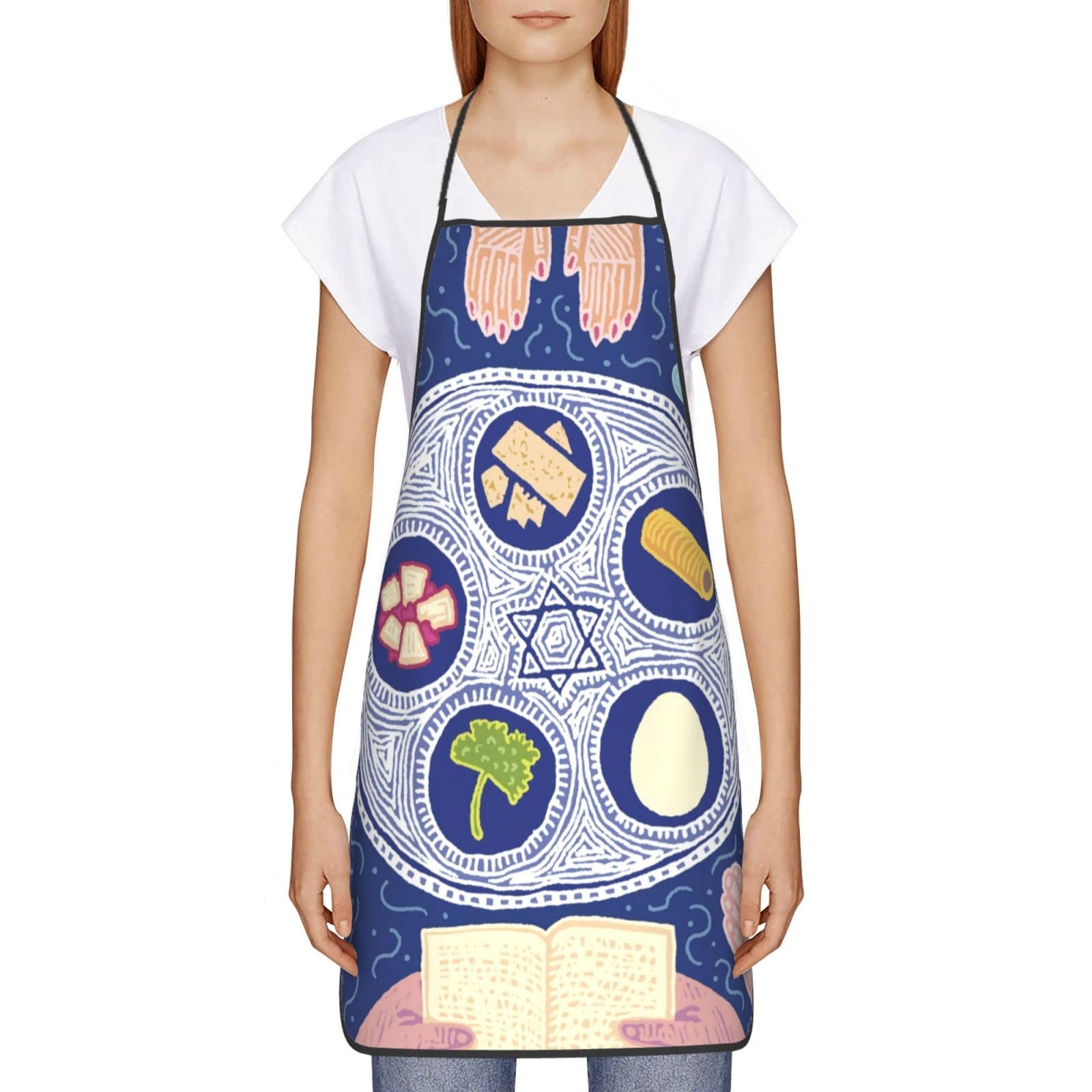 Happy Traditional Jewish Passover Apron - Adjustable Adult Chef Kitchen Bib for Cooking & Baking - Perfect for Holiday Meals, Seder Dinners & Kosher Cooking