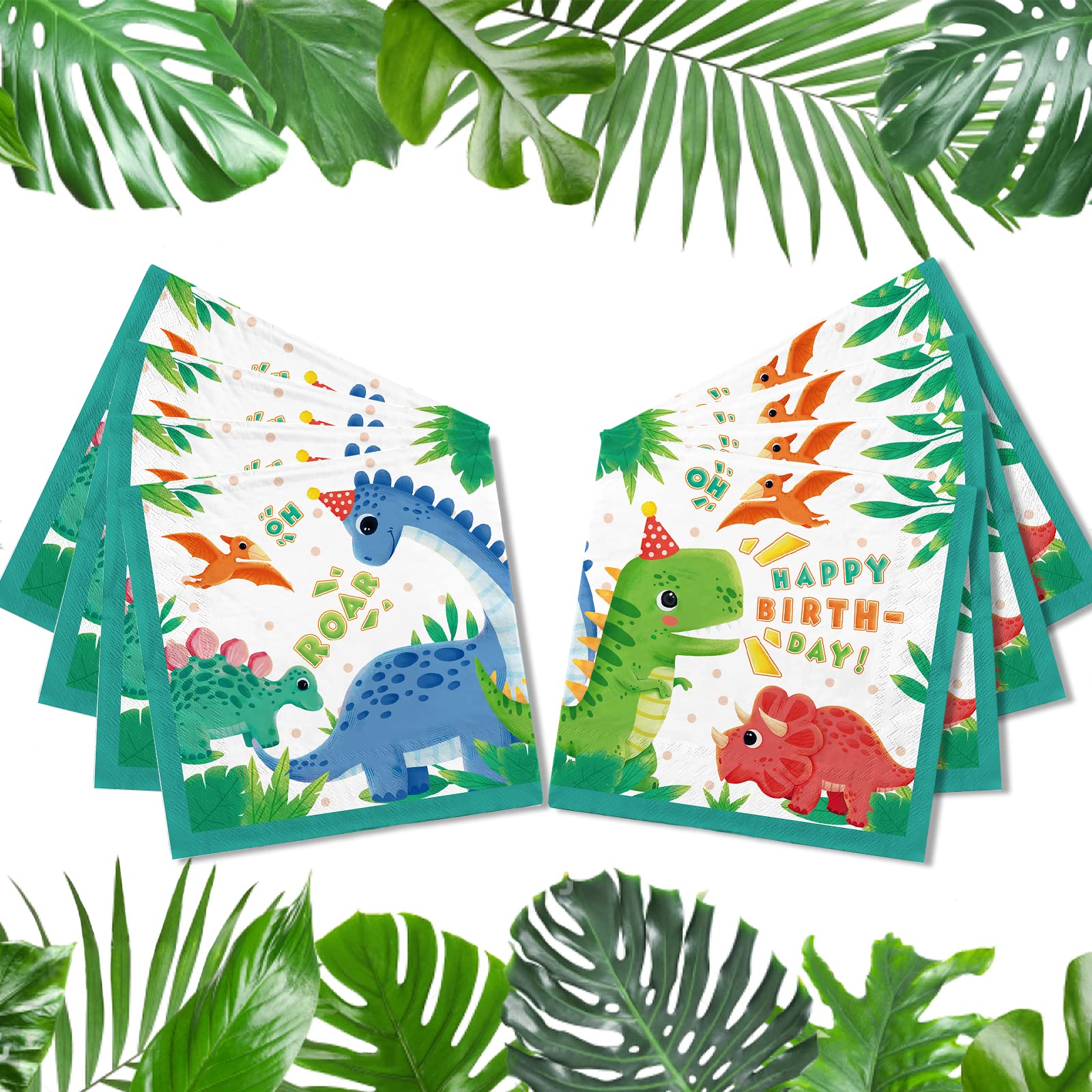 Dinosaur Birthday Party Supplies Set - 25 Pcs Disposable Paper Plates, Napkins, Cups, Tablecloth & Banner for Kids Dino Themed Party Decorations | Perfect for Birthday Celebrations, Classroom Events & Jurassic Theme Parties
