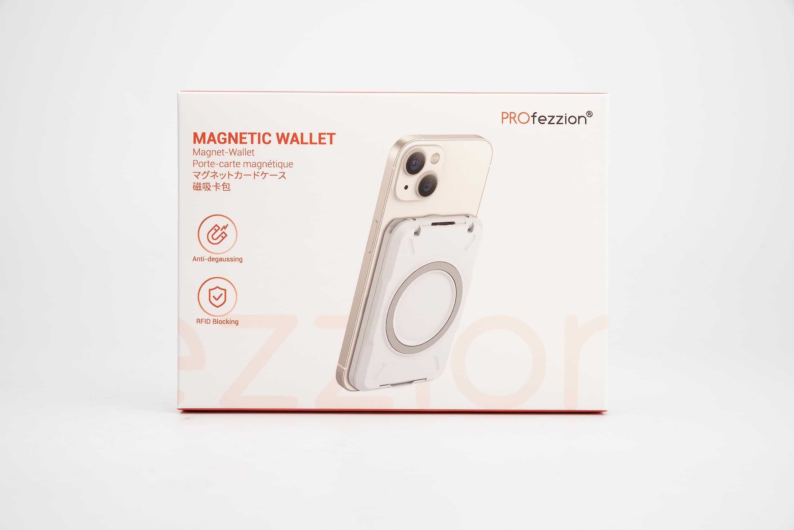 PROfezzion Magnetic Wallet Card Holder for MagSafe - RFID Blocking Hard Shell with 4 Credit Card Slots & Cash Pocket - Compatible with iPhone 16/15/14/13/12 Plus/Max (Excludes Mini Models) | Perfect for Travel, Shopping & Everyday Use