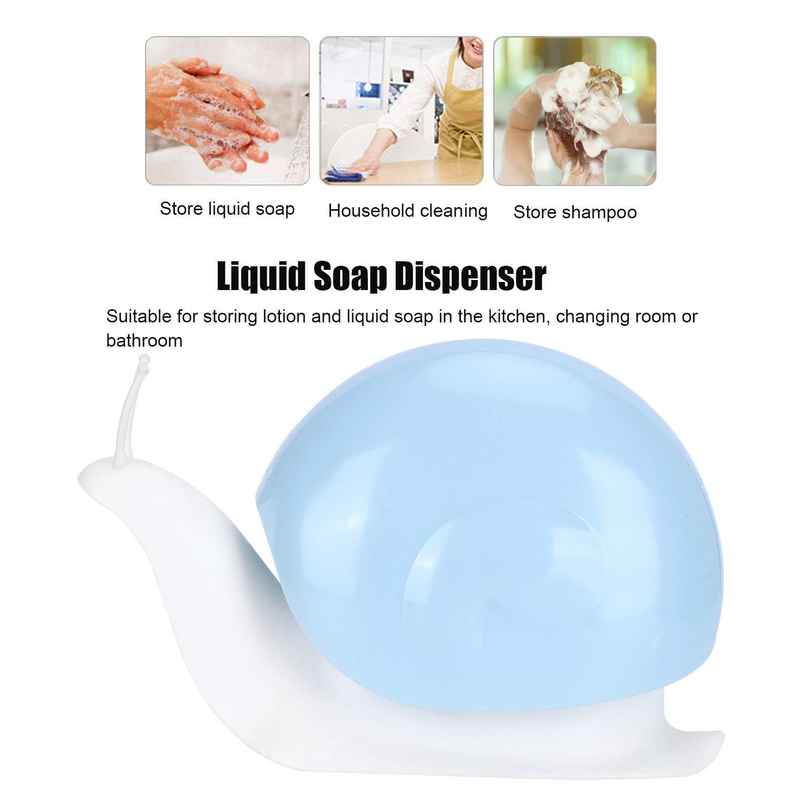 Cartoon Snail Press Type Liquid Soap Dispenser - Travel Bathroom & Kitchen Soap Bottle for Dishwashing, Hand Wash (Blue) | Perfect for Home, Office, Camping & Hotel Use