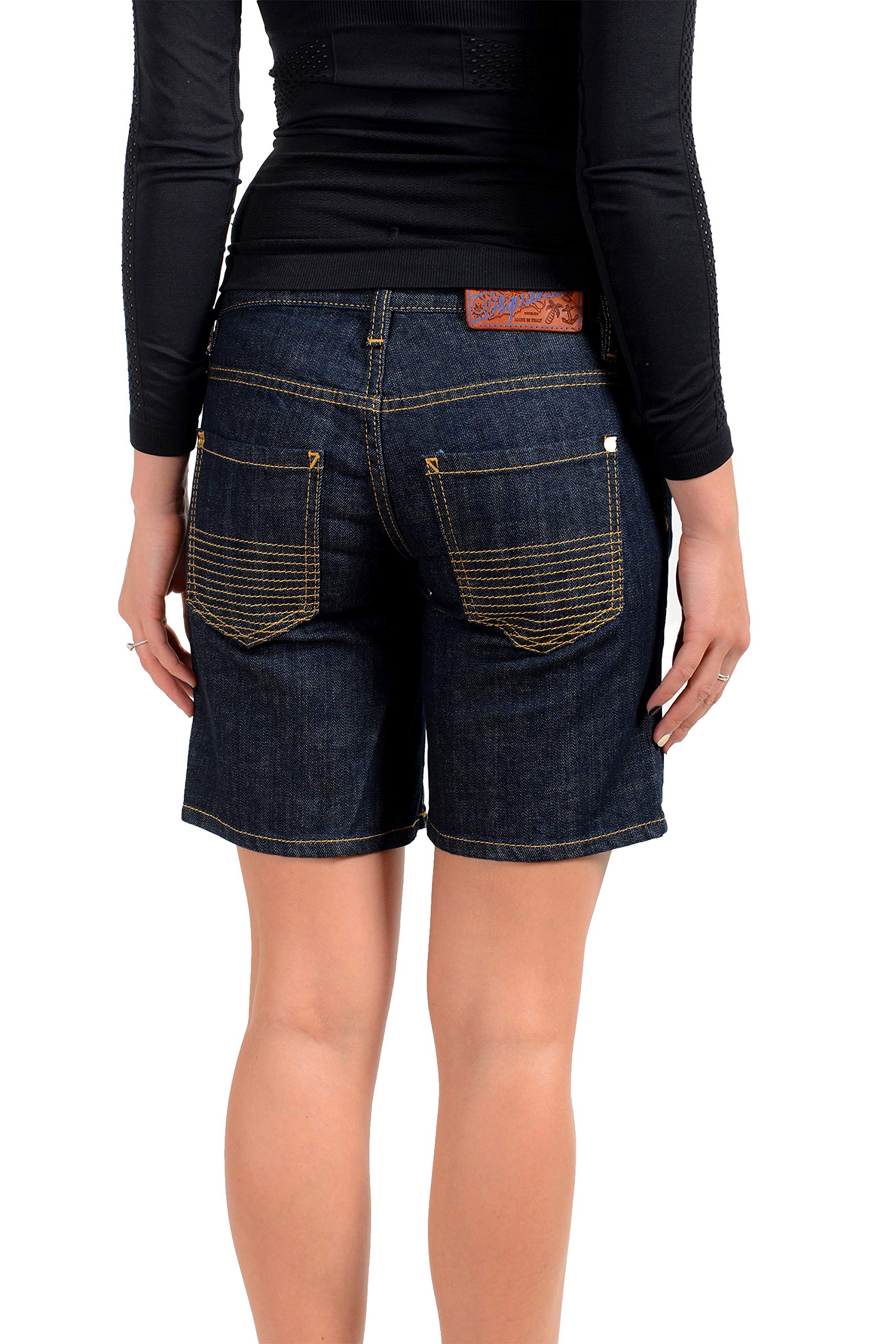 DSQUARED2 Women's High Waisted Bermuda Denim Shorts - Dark Wash Distressed Jeans Shorts for Summer | Casual Streetwear & Beach Outfits