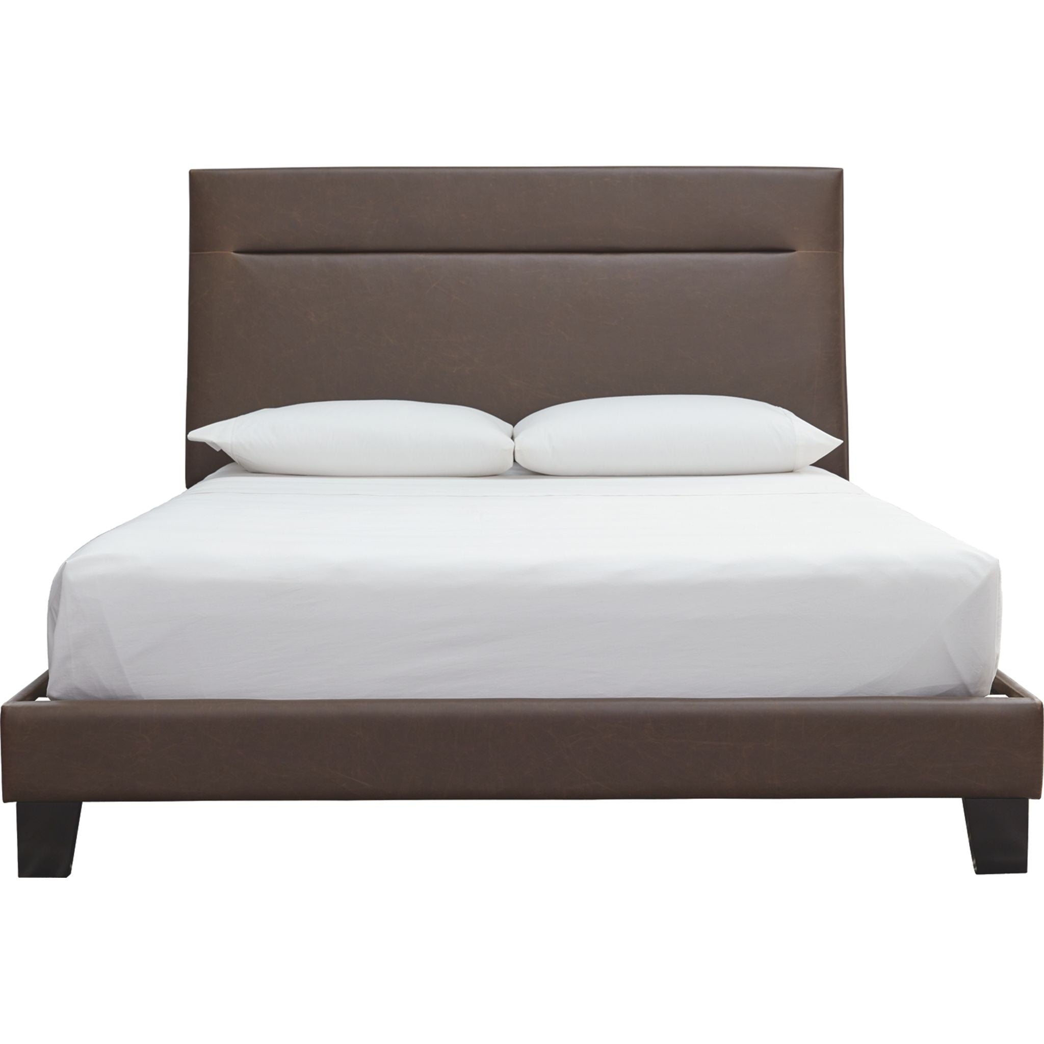 Adelloni Upholstered Platform Bed Frame - Queen Size Brown Fabric Bed with Wooden Slats - Perfect for Modern Bedroom & Guest Room Decor