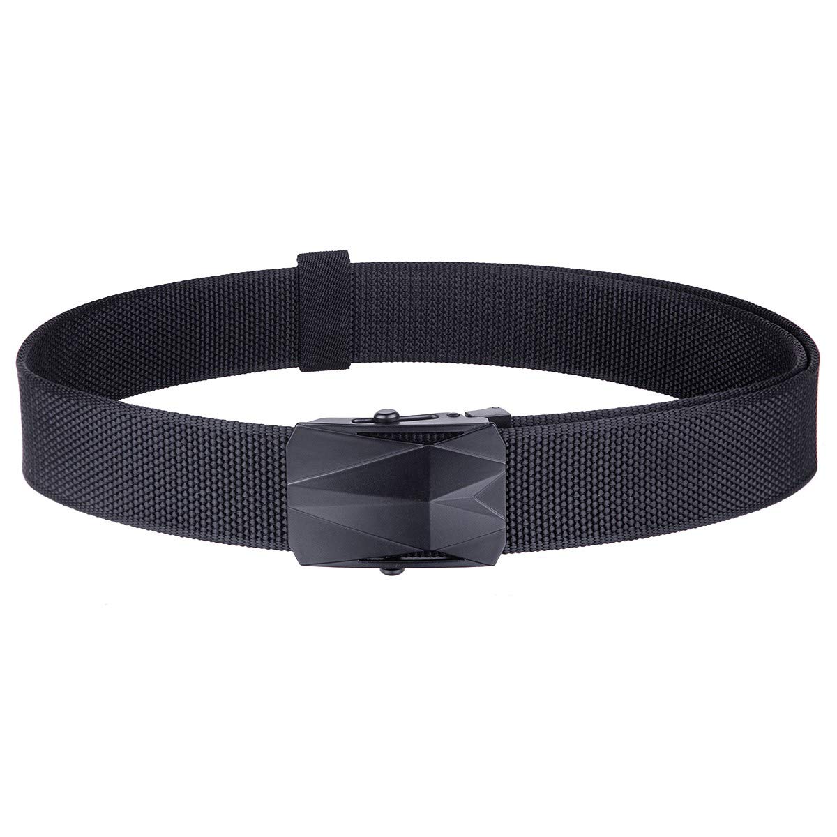 Moonsix Men's Tactical Nylon Belt - Adjustable No-Hole Military Belt with Metal Buckle for Outdoor, Hiking & Everyday Wear