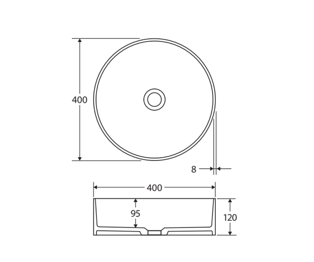 Fienza CSB802 Minka Round Solid Surface Above Counter Bathroom Sink, Matte White - Modern Vanity Basin for Bathroom & Powder Room Renovation