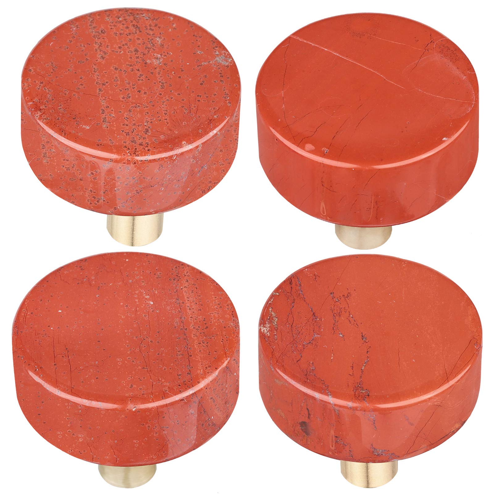 MookaiteDecor Set of 4 Red Jasper Crystal Drawer Knobs with Screws - Natural Stone Cabinet Pull Handles for Dresser, Wardrobe & Kitchen Decor (Perfect for Boho Home Decor & DIY Furniture Upgrade)