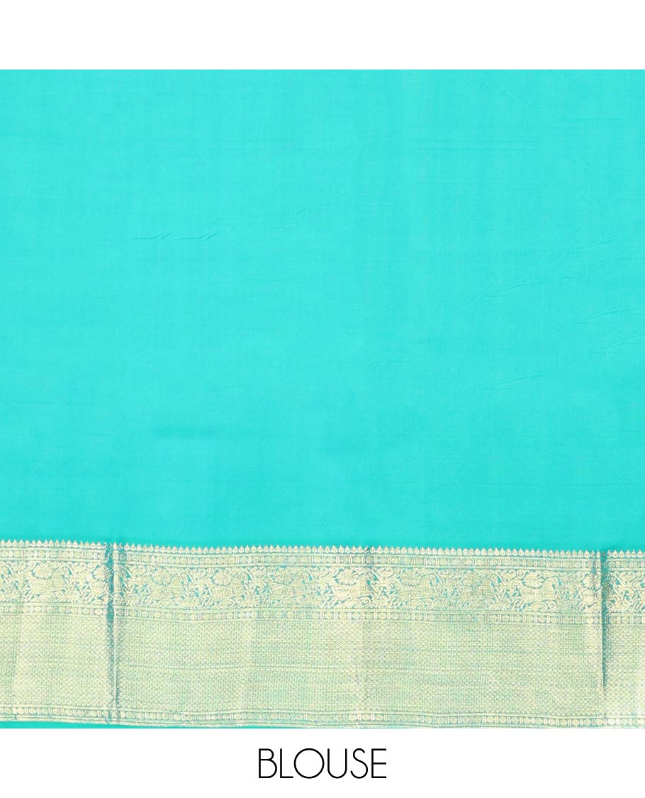 Exquisite Blue Butta Silk Saree with Intricate Pallu & Border Featuring Traditional Thilakam, Poun, Kuthirai & Mayil Kann Motifs - Perfect for Weddings, Festivals & Special Occasions