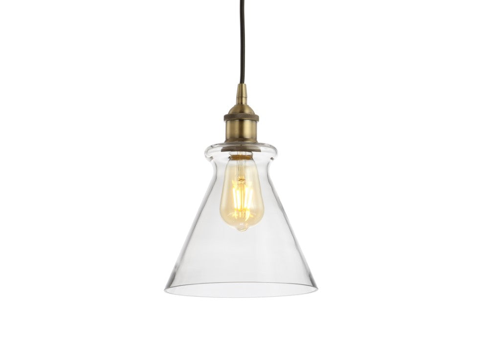 Goldwater 7.5 Inch Adjustable Drop Metal/Glass LED Pendant Light - Modern Industrial Ceiling Fixture for Kitchen Island, Dining Room & Bar Lighting