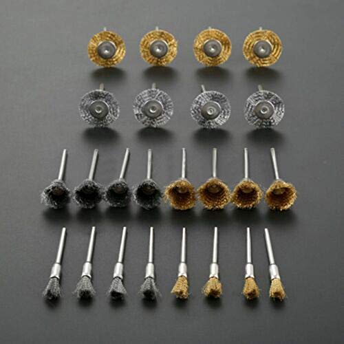 24pcs Brass Steel Wire Wheel Brush Set for Polishing & Grinding - Power Rotary Tool Accessories for Metal, Wood & Auto Restoration