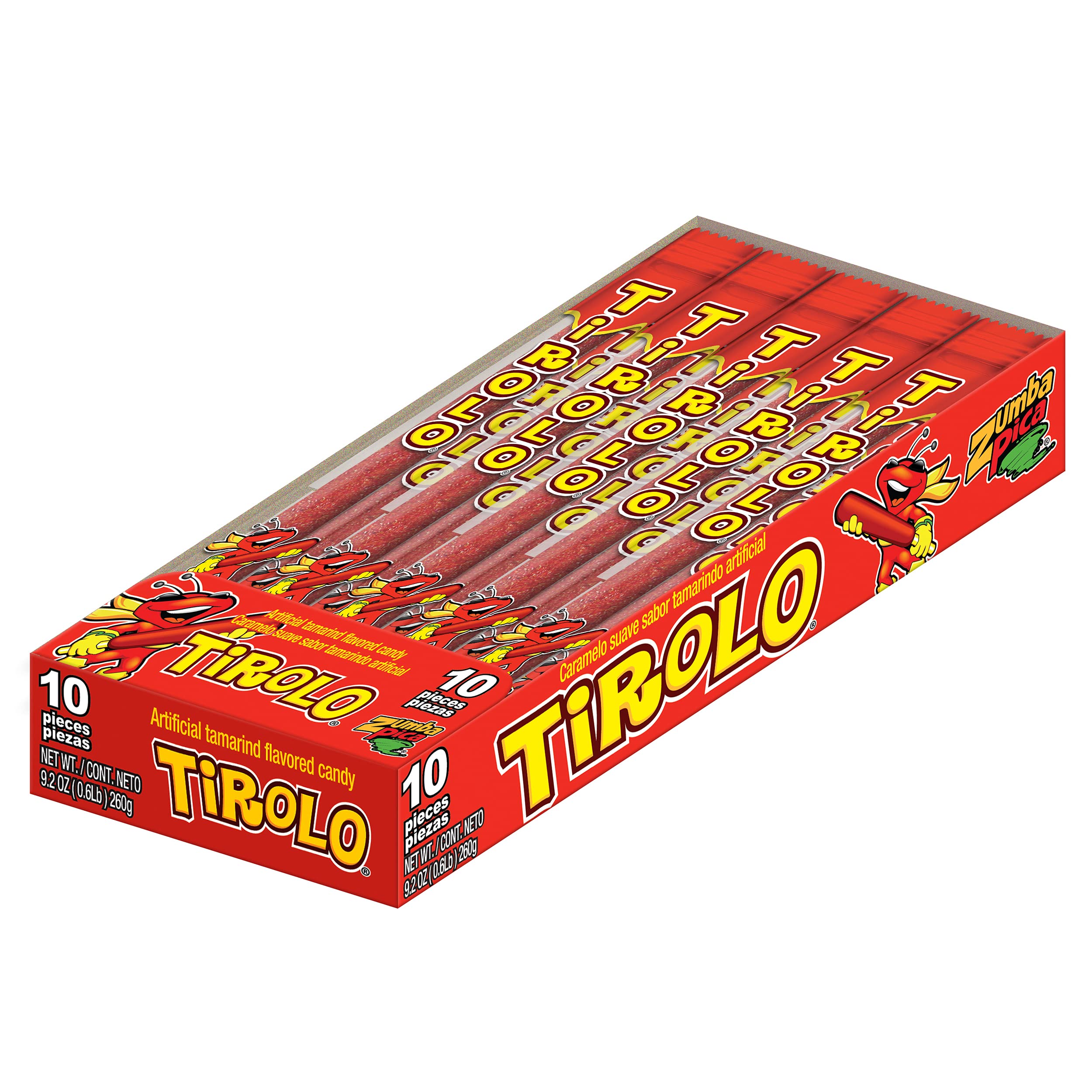 Zumba Pica Tirolo Tamarind Straws (10 Count) - Authentic Mexican Tamarindo Candy Sticks - Sweet & Tangy Tamarind Flavor - Perfect for Snacking, Parties & Michelada Drinks