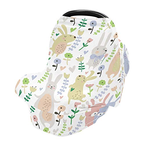 Cute Rabbit Nursing Cover - Breastfeeding Cover, Baby Car Seat Canopy & Stroller Blanket - Soft & Breathable Poncho for Nursing Moms - Perfect for Outdoors, Shopping & Travel