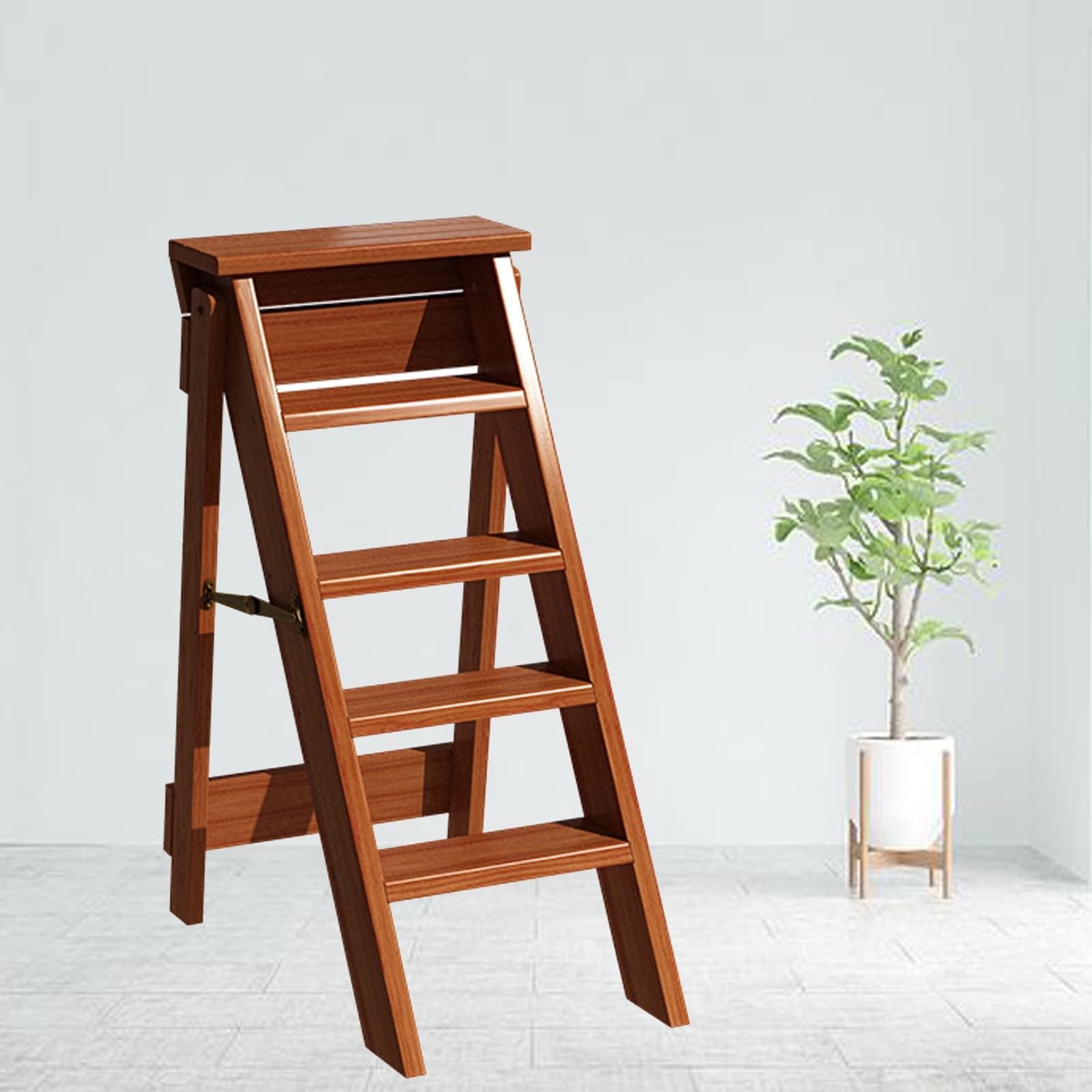 5-Step Foldable Ladder Stool, Portable Multifunctional Climbing Step Stool for Home Kitchen Office - Supports 150kg - Perfect for Reaching High Shelves, Storage & Cleaning