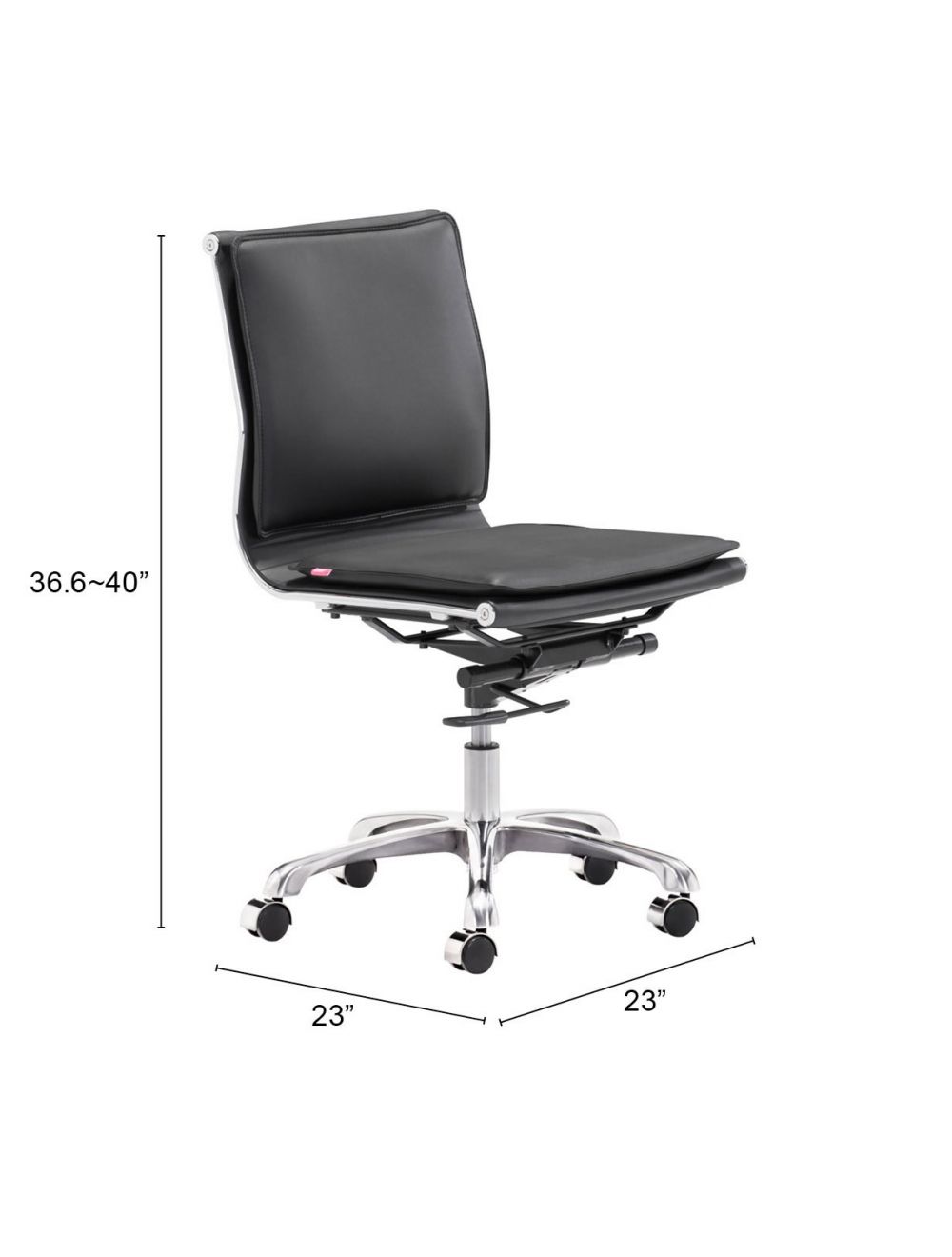 ZUO Lider Plus Armless Leather Office Chair - Ergonomic Modern Executive Desk Chair for Home & Office Workspace