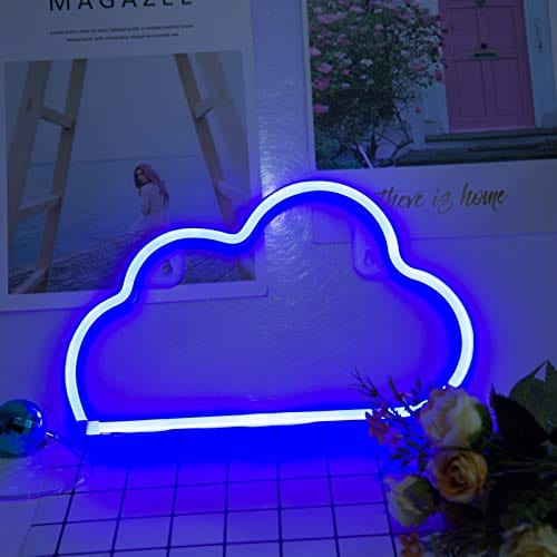 3 Pack LED Neon Wall Lights - Pink Lip, Blue Cloud & Warm Lightning Shapes with Hanging Hooks | Decorative Party Lights for Wedding, Birthday, Holiday & Home Decor | Perfect for Bedroom, Bar, Cafe & Event Decorations