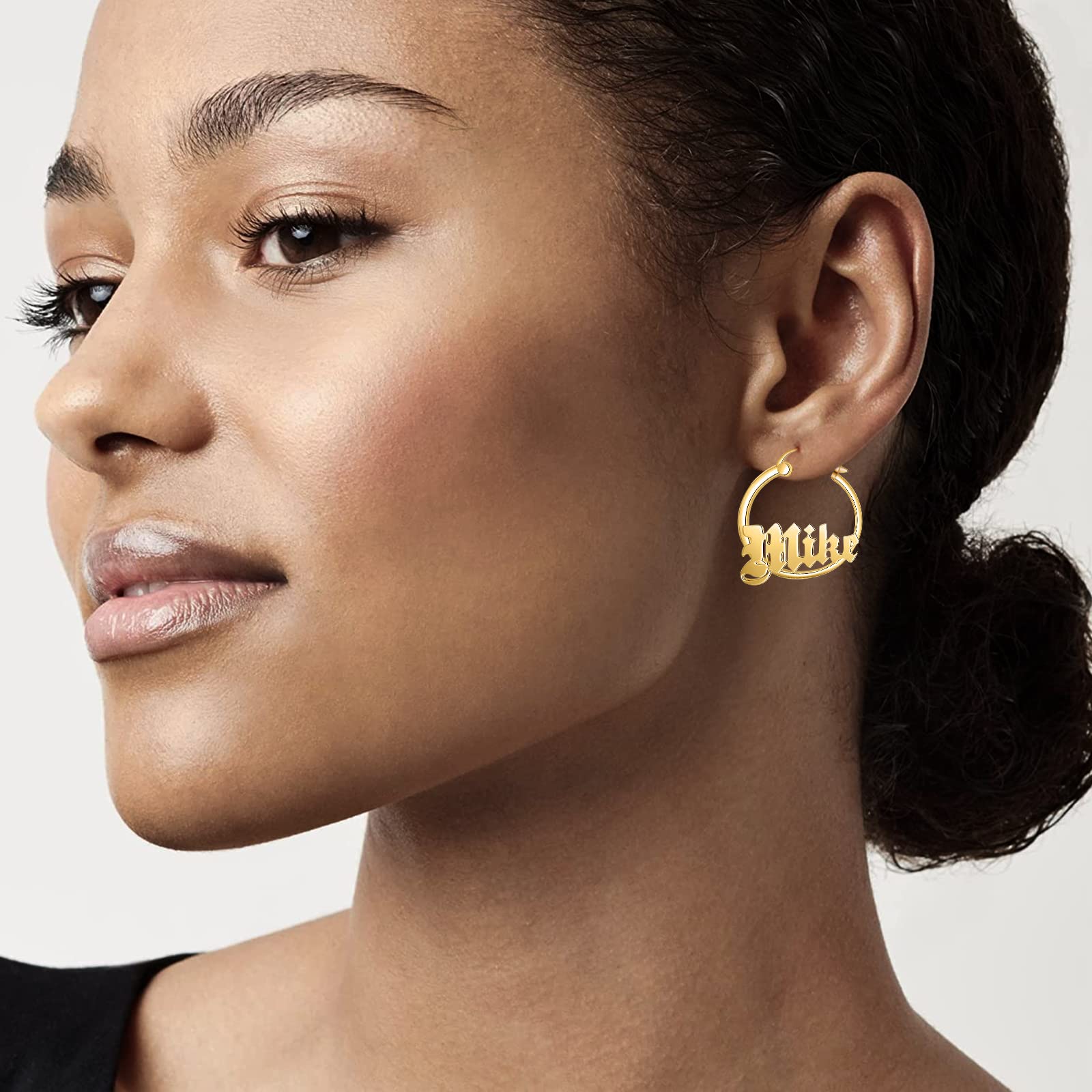 Personalized Name Bamboo Hoop Earrings - Custom Oversized Hip Hop Earrings for Women, Wife, Mom, Daughter & Sister - Perfect for Birthday, Graduation & Special Occasions - Unique Gift Idea for Friends & Loved Ones