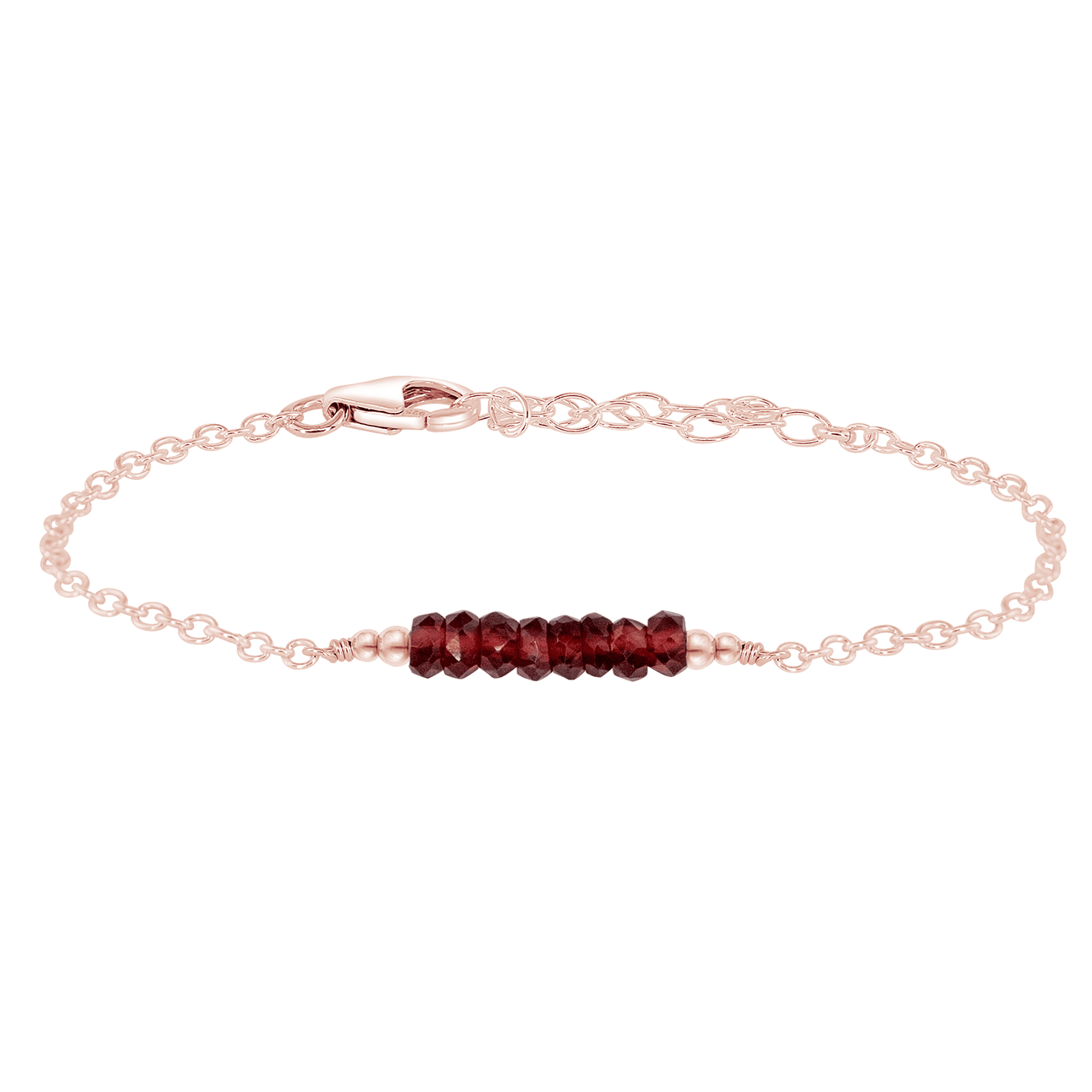 Sparkling Red Garnet Gemstone Faceted Bead Bar Bracelet for Women - Handmade Adjustable Jewelry for Party, Wedding & Everyday Wear