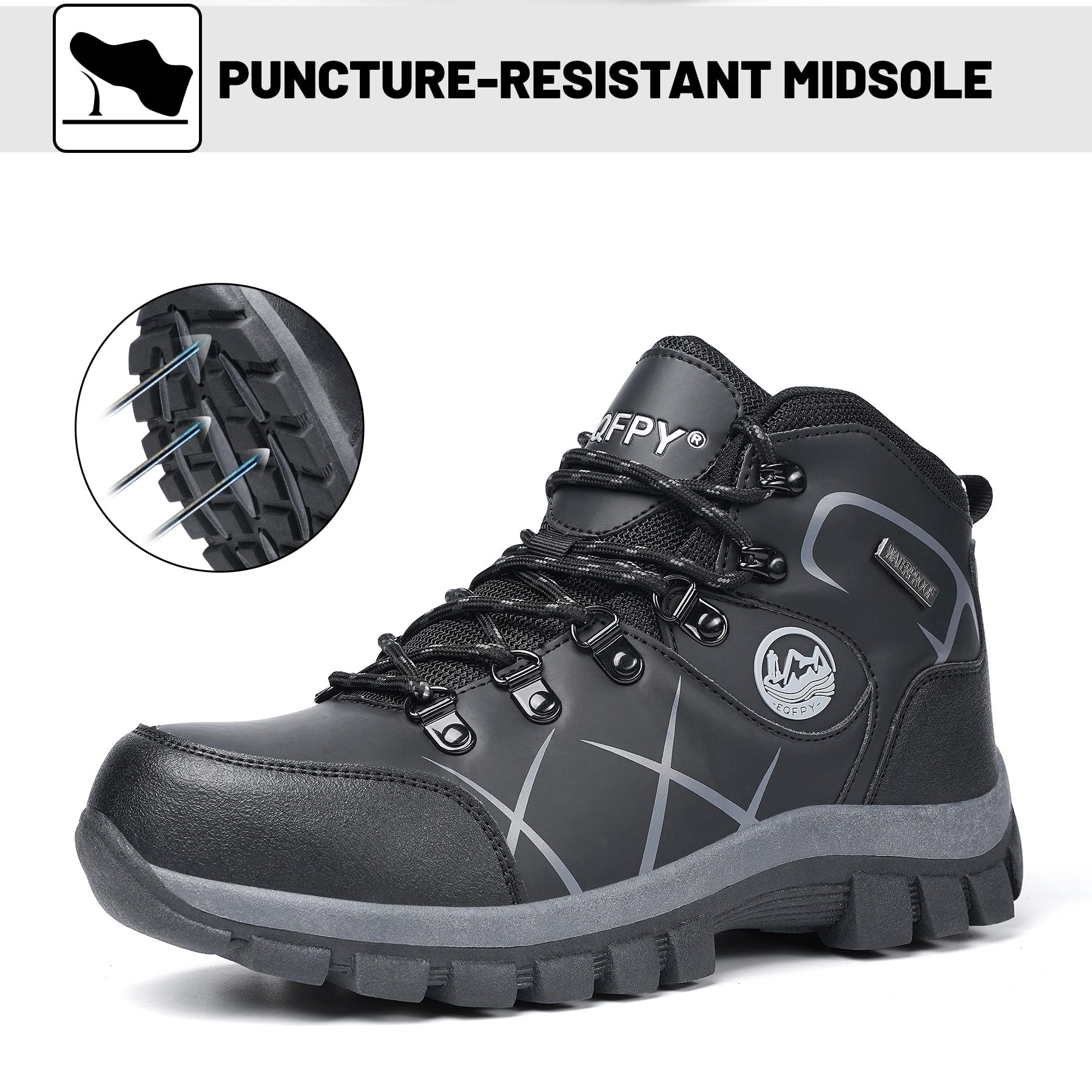 Waterproof Steel Toe Boots for Men & Women - Lightweight Safety Work Shoes with Slip & Puncture Resistance - Durable Construction & Hiking Boots for Outdoor Work, Utility & Industrial Use