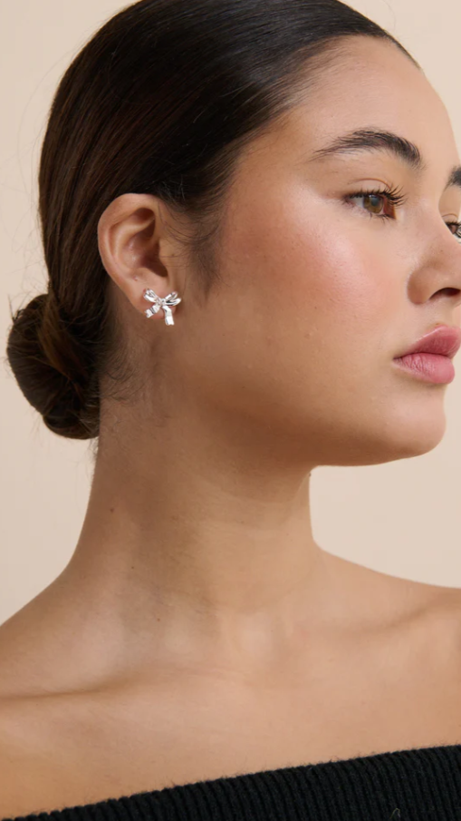 Sterling Silver Plated Bow Stud Earrings for Women - Elegant & Hypoallergenic Jewelry for Everyday Wear & Special Occasions