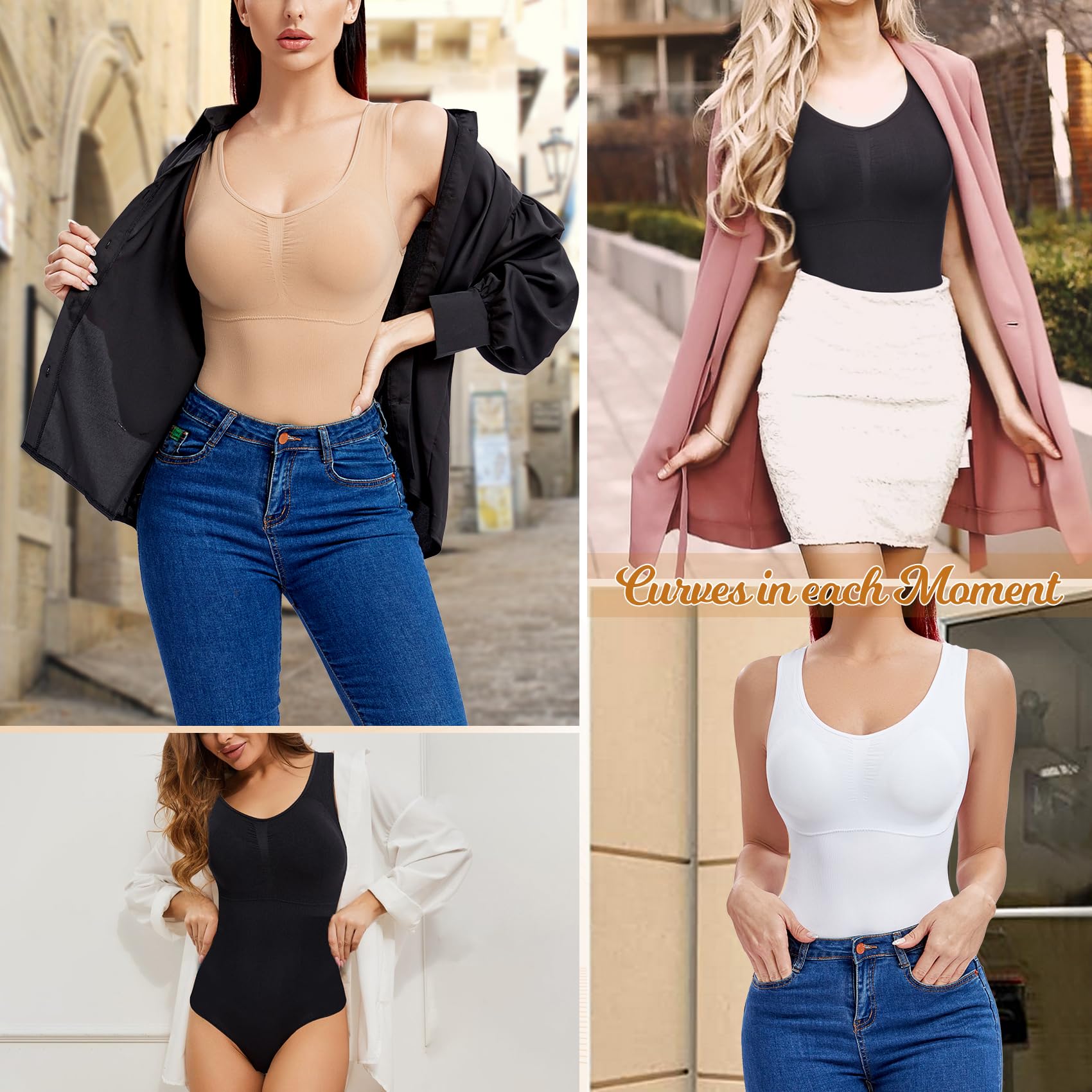 Joyshaper Women's Tummy Control Seamless Shapewear Bodysuit with Built-in Bra - Full Body Shaper for Slimming & Sculpting - Perfect for Dresses, Workouts & Everyday Wear