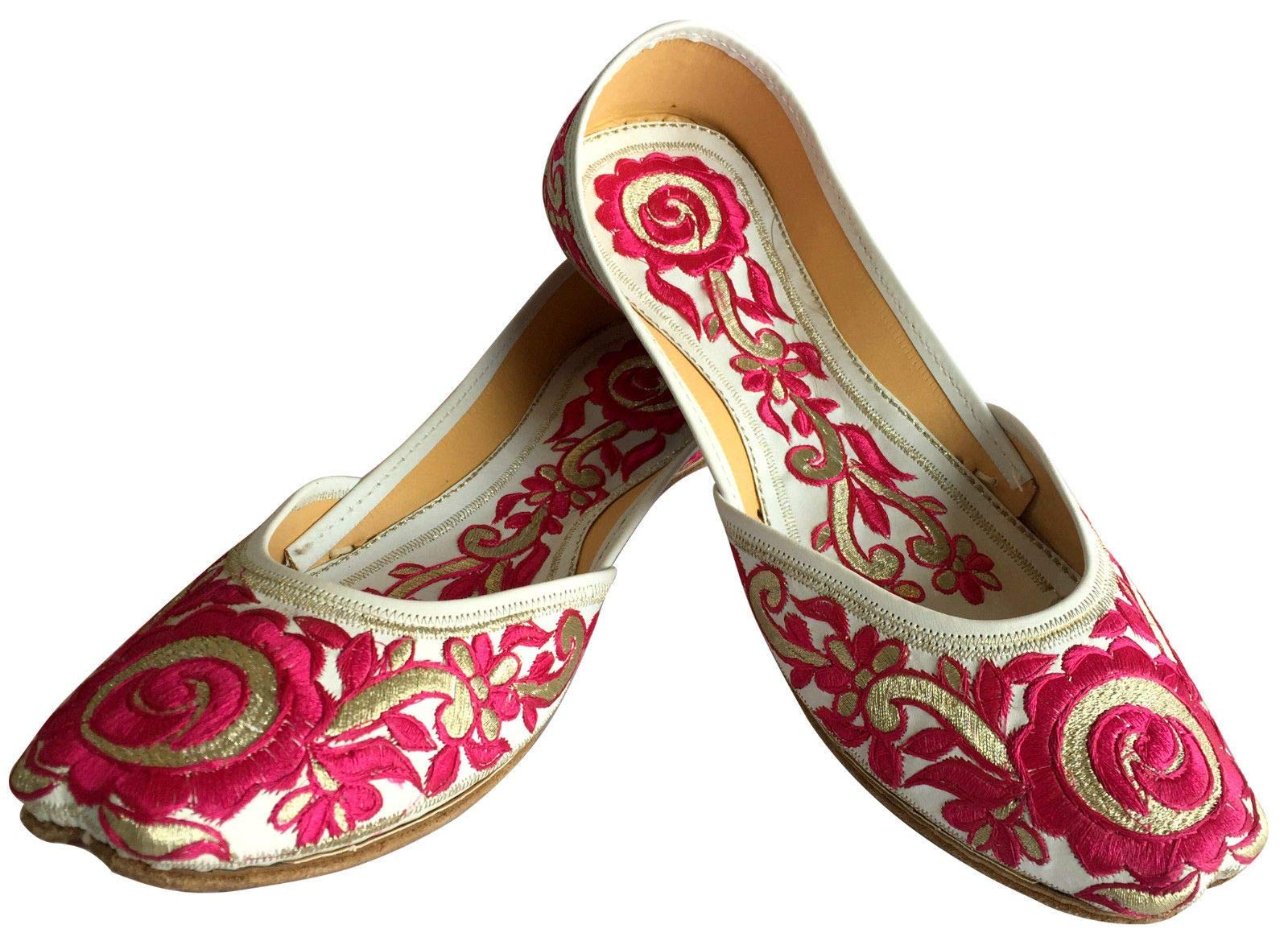 Women's Flat Ballerina Punjabi Jutti Khussa Shoes - Handmade Beaded Tribal Ethnic Footwear for Weddings, Parties & Cultural Events