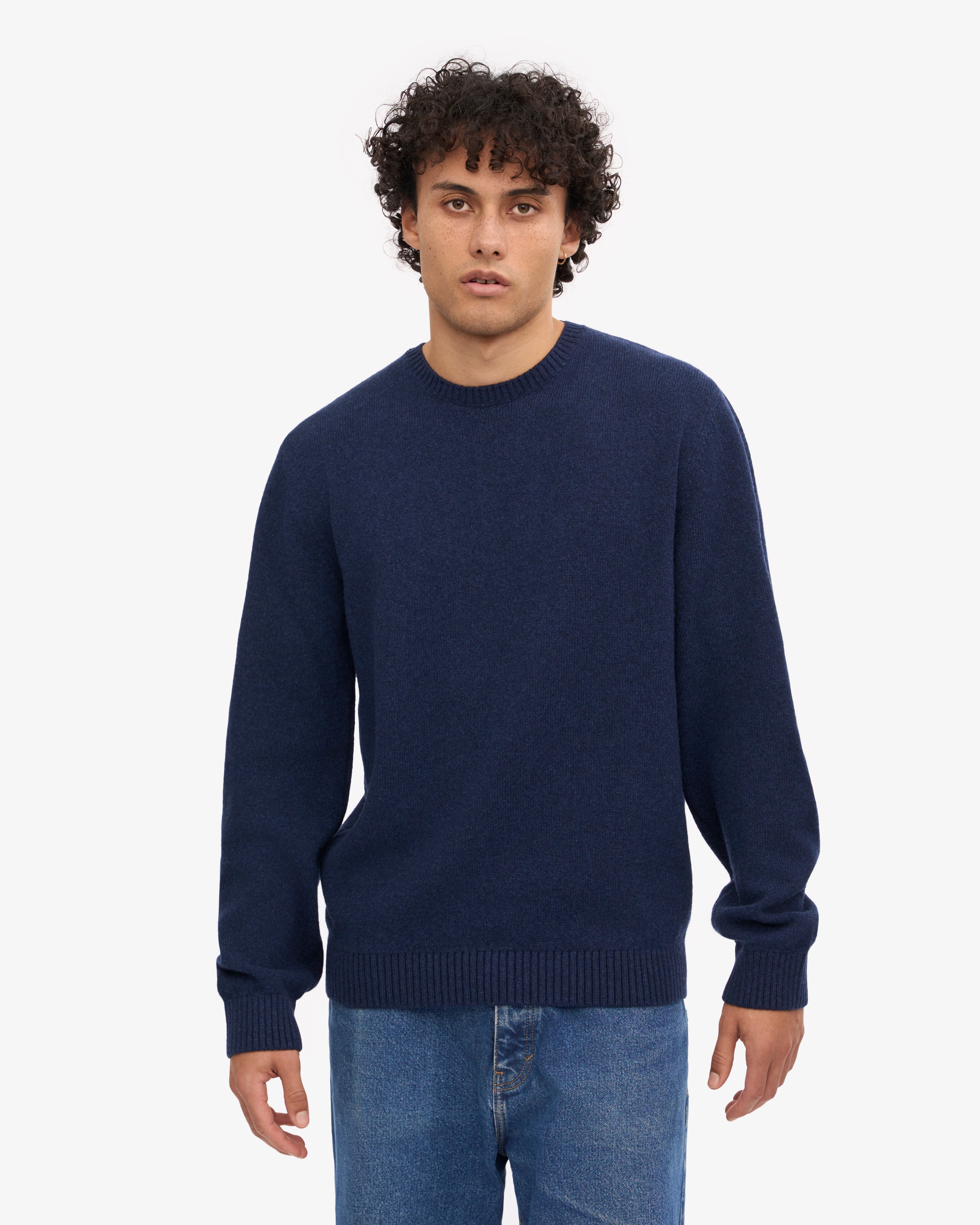 Premium Classic Merino Wool Crew Neck Sweater - Navy Blue | Soft & Warm Winter Pullover for Men & Women | Perfect for Casual Outfits, Office Wear & Cozy Nights