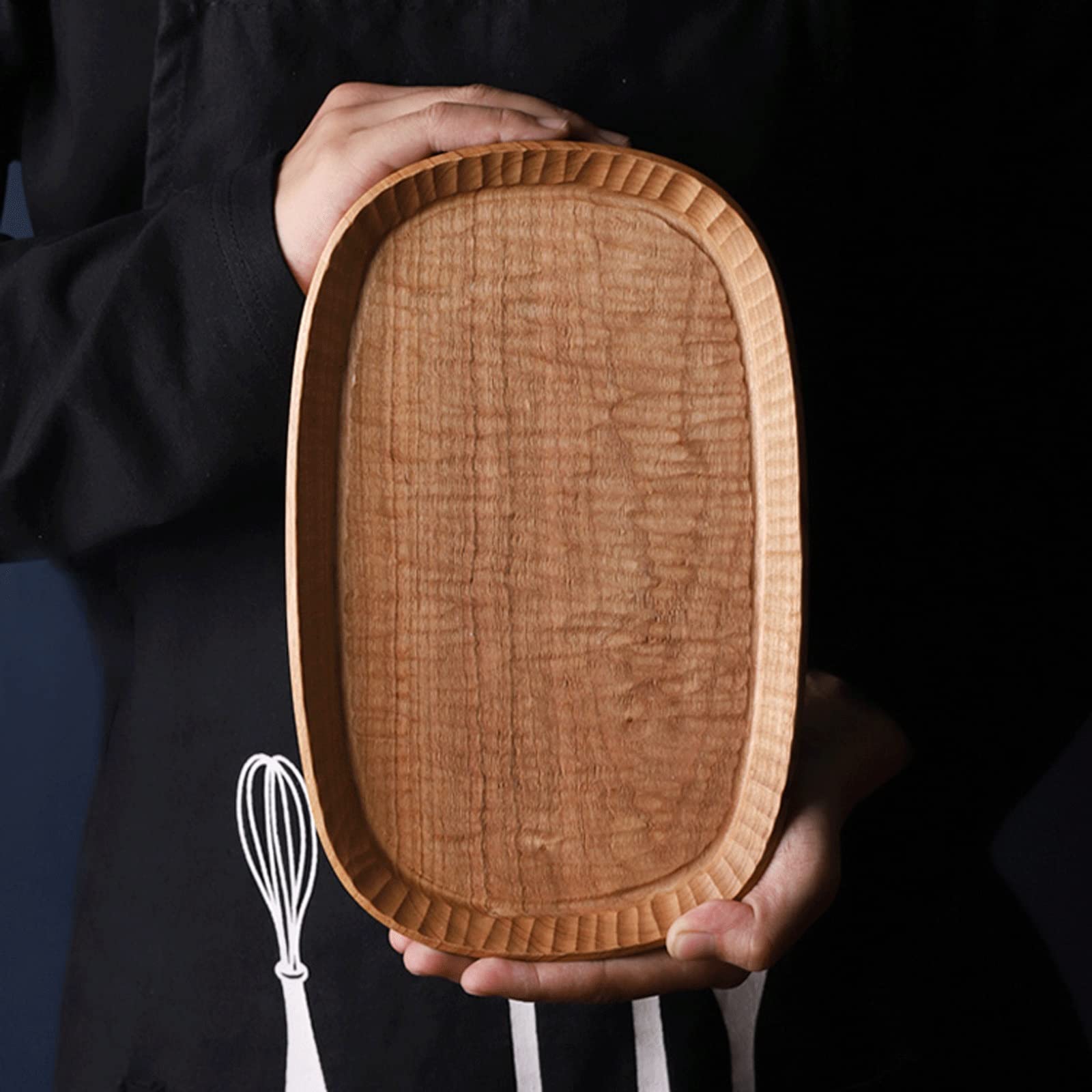 Handcrafted Wooden Serving Tray - Decorative Multi-Purpose Tray for Food, Snacks, Fruits | Rustic Home Decor Serving Plate | Perfect for Entertaining, Dining, and Kitchen Organization (Brown)