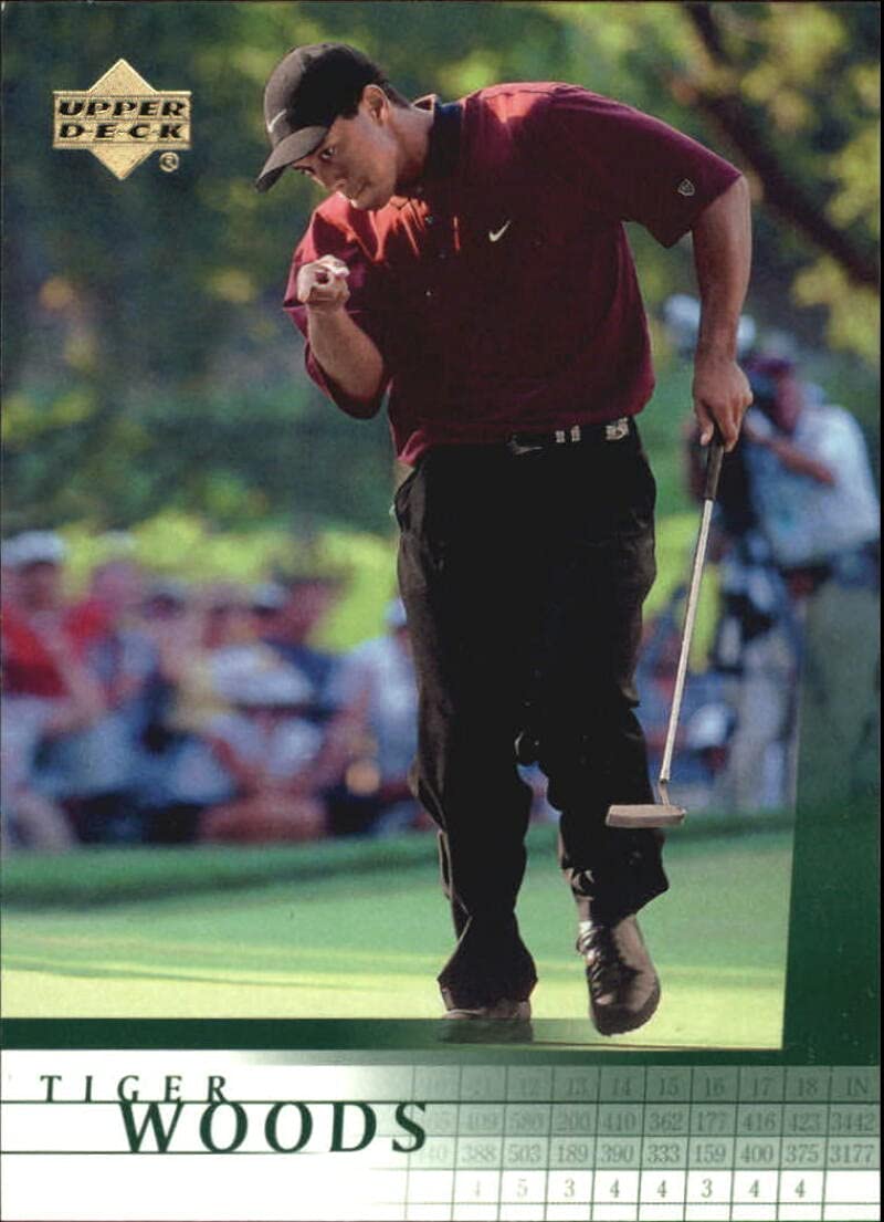 2001 Upper Deck Tiger Woods PGA/LPGA Golf Rookie Card #1 - NM-MT Condition - Collectible Sports Trading Card for Golf Memorabilia & Card Game Enthusiasts