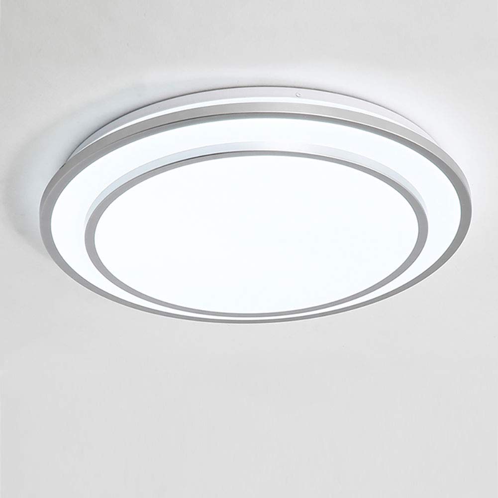 20 Inch Double Round Flush Mount Ceiling Light - 48W Dimmable LED Fixture with Remote Control - 3000K-6000K Adjustable Color Temperature - White & Brushed Nickel Finish - Perfect for Bedroom, Kitchen, Dining Room, Hallway and Office Lighting