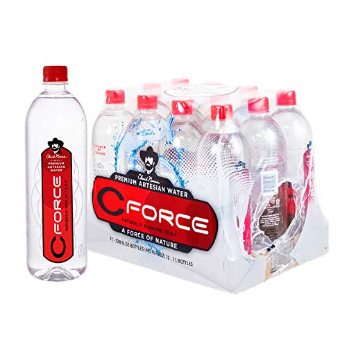 CForce Natural Artisan Bottled Water - 1 Liter (33.8oz), Pack of 12 | Premium Alkaline Spring Water for Home, Office & Outdoor Activities