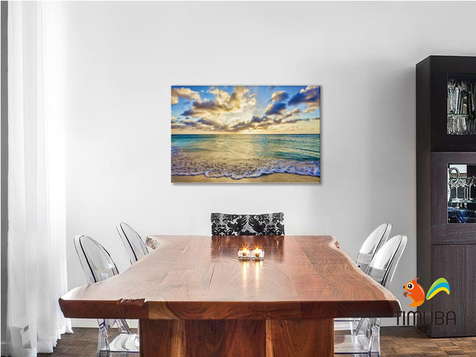 Beach Wall Art Canvas Print - Coastal Bathroom & Living Room Decor, Sunset Landscape Picture for Home (32x48 Inches) - Perfect for Beach Houses, Bathrooms & Coastal Themed Interiors