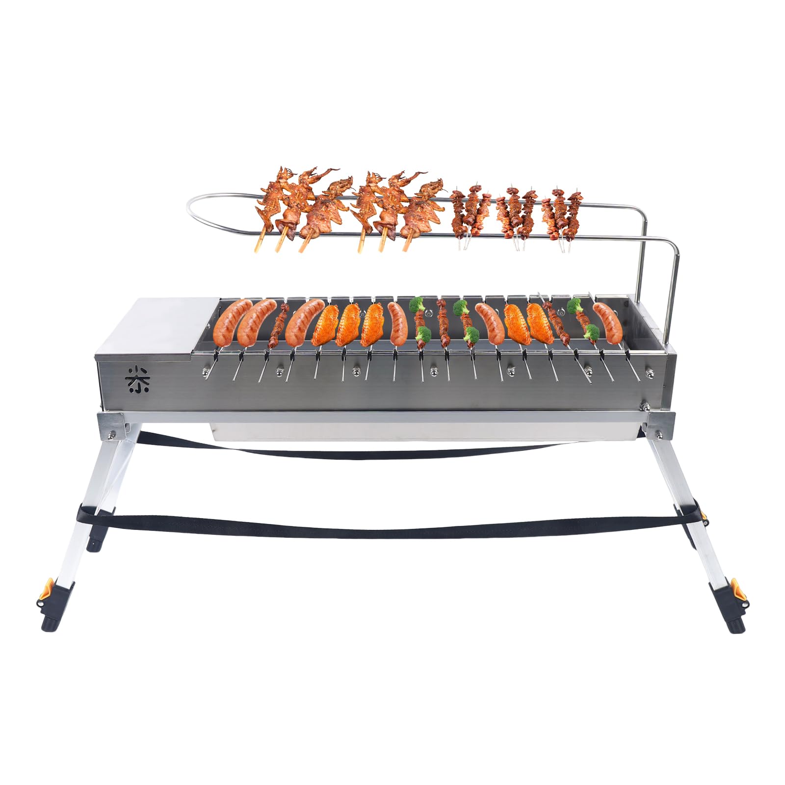 Electric Rotisserie BBQ Grill - Automatic Rotating Stainless Steel USB Grill for Outdoor Cooking, Camping & Picnics | Portable Commercial Charcoal Grill for Backyard, Tailgating & Parties