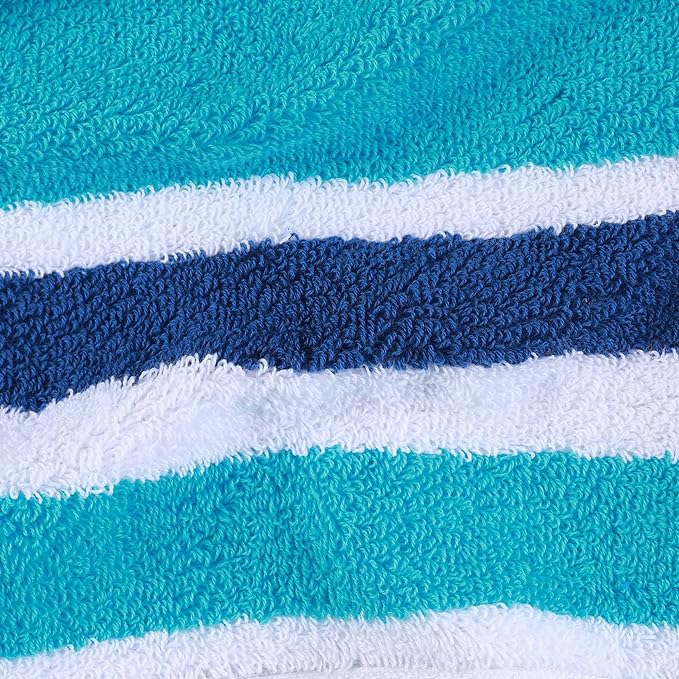 Oceana Stripe Oversized Cotton 2 Piece Beach Towel Set - Soft Quick Dry Bath Towels for Pool, Beach, Vacation & Spa - Perfect Summer Accessories