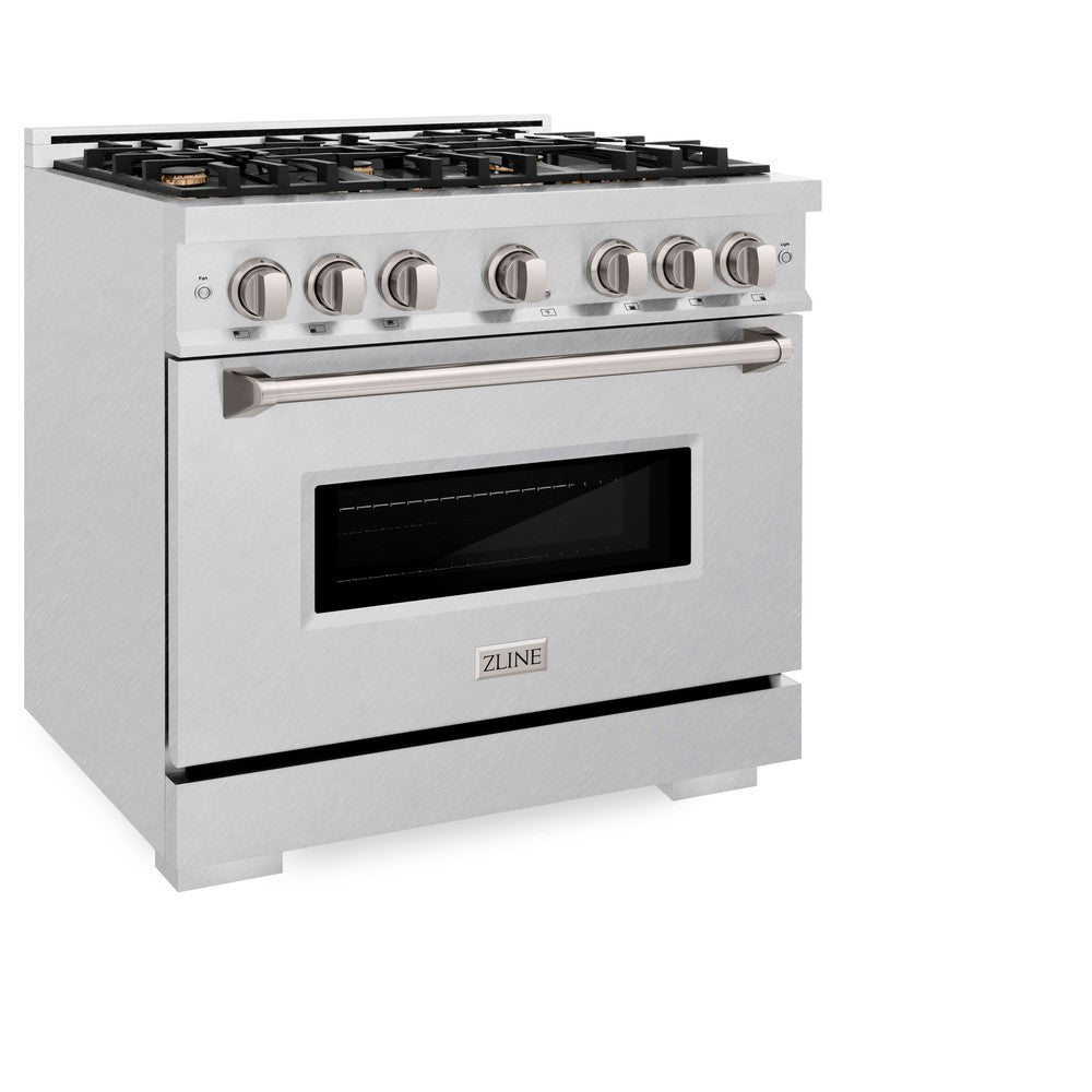 ZLINE 36 Inch 5.2 Cu. Ft. Classic Gas Range with Convection Oven - Satin Stainless Steel, 6 Brass Burners (CGRS BR 36) - Perfect for Home Kitchens, Professional Chefs & Cooking Enthusiasts