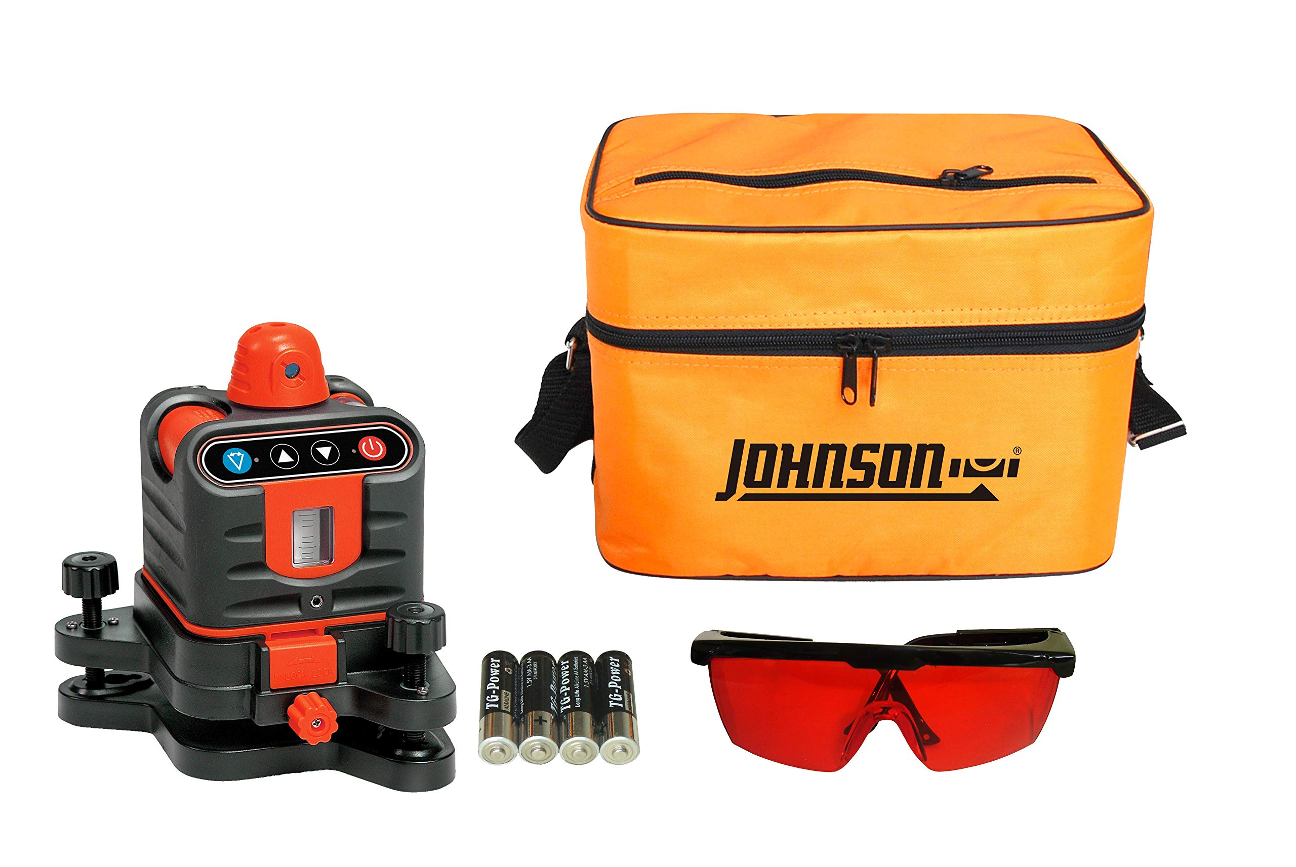 Johnson Level & Tool 40-6502 Self-Leveling Rotary Laser Level - Red Beam, 1 Laser, Large Range - Perfect for Construction, Landscaping & DIY Projects