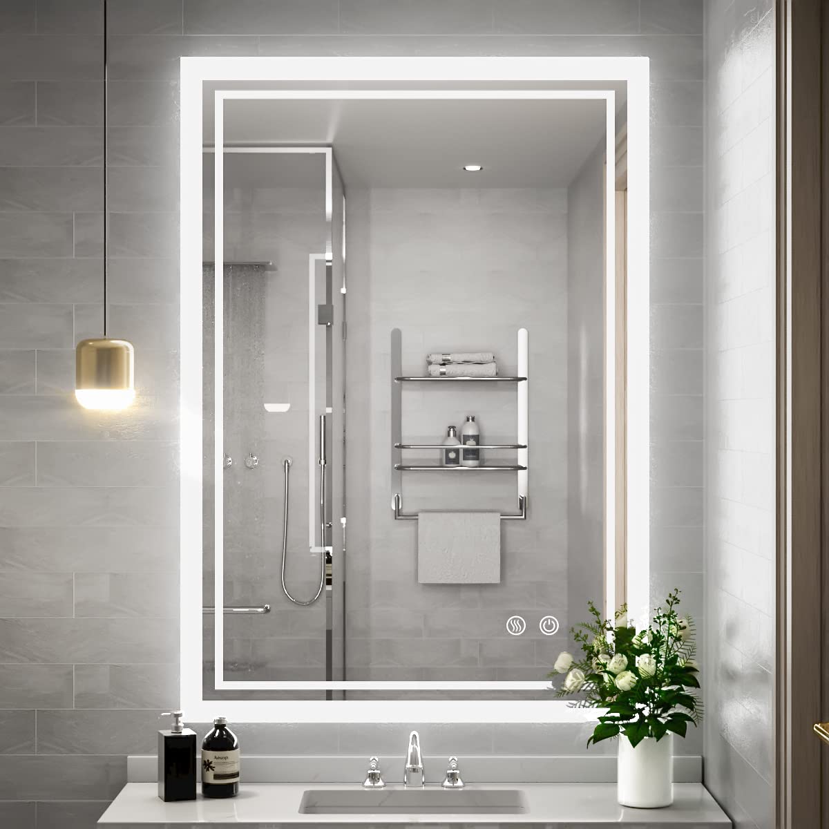 36 x 24 Inch LED Bathroom Mirror with Lights - Dimmable Anti-Fog Vanity Mirror, Wall Mounted Makeup Mirror with Touch Switch, IP54 Waterproof, CRI 90+ - Perfect for Bathroom Vanity, Dressing Room & Makeup Area