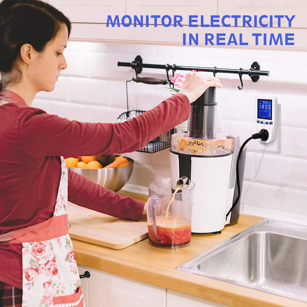 Jadpes Plug-in Energy Monitor - Track kWh, Volts, Watts for Home Appliances