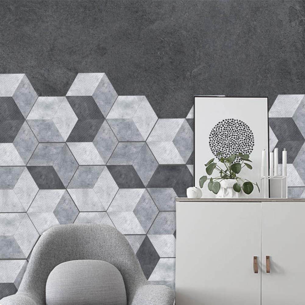 Hexagon Concrete Tile Stickers - Industrial Cement Style Grey Peel and Stick Floor Tiles for Bathroom, Kitchen, Home - Anti-Skid & Durable DIY Wall Decals | Perfect for Home Renovation, Rental Upgrades & Commercial Spaces