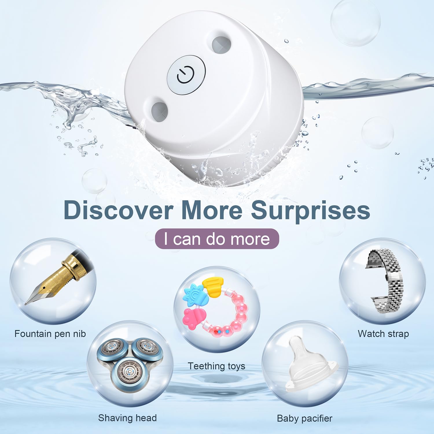 Ultrasonic Cleaner for Dentures & Jewelry - 45kHz Portable U-V Cleaning Machine for Aligners, Watch Bands & Makeup Brushes - Stainless Steel Design