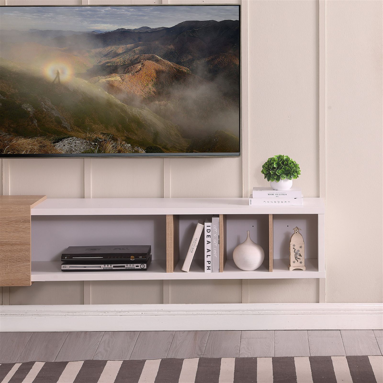 Tauris™ Dronus 1800 Floating TV Stand - White Wall Mount Entertainment Center for Living Room, Bedroom & Home Theater Setup