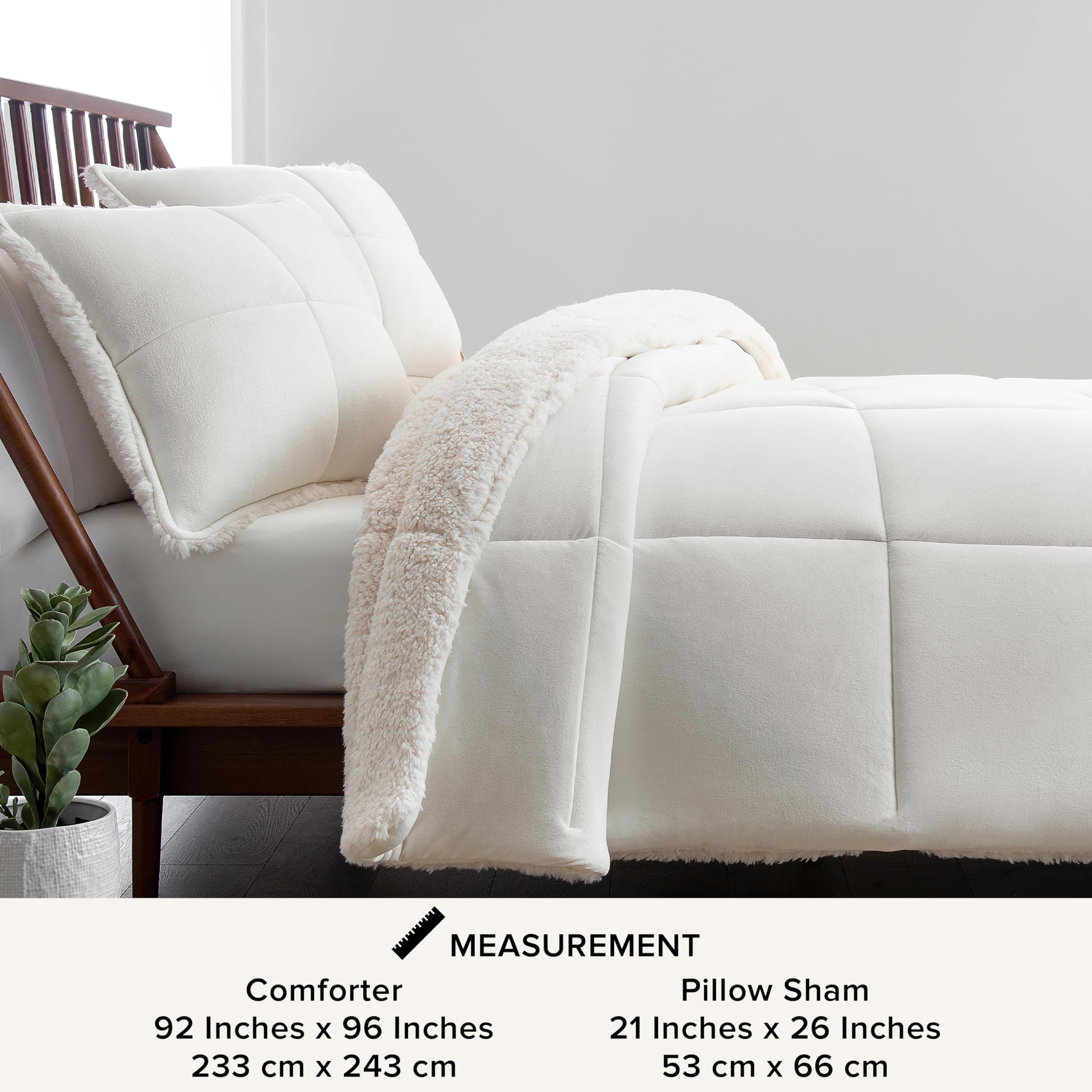 UGG Blissful Reversible Full/Queen Comforter Set - 2 Pillow Shams, Plush Fluffy White Snow Down Alternative Bedding | Hypoallergenic, Breathable & Ultra Warm | Perfect for Cozy Winter Nights & Bedroom Decor