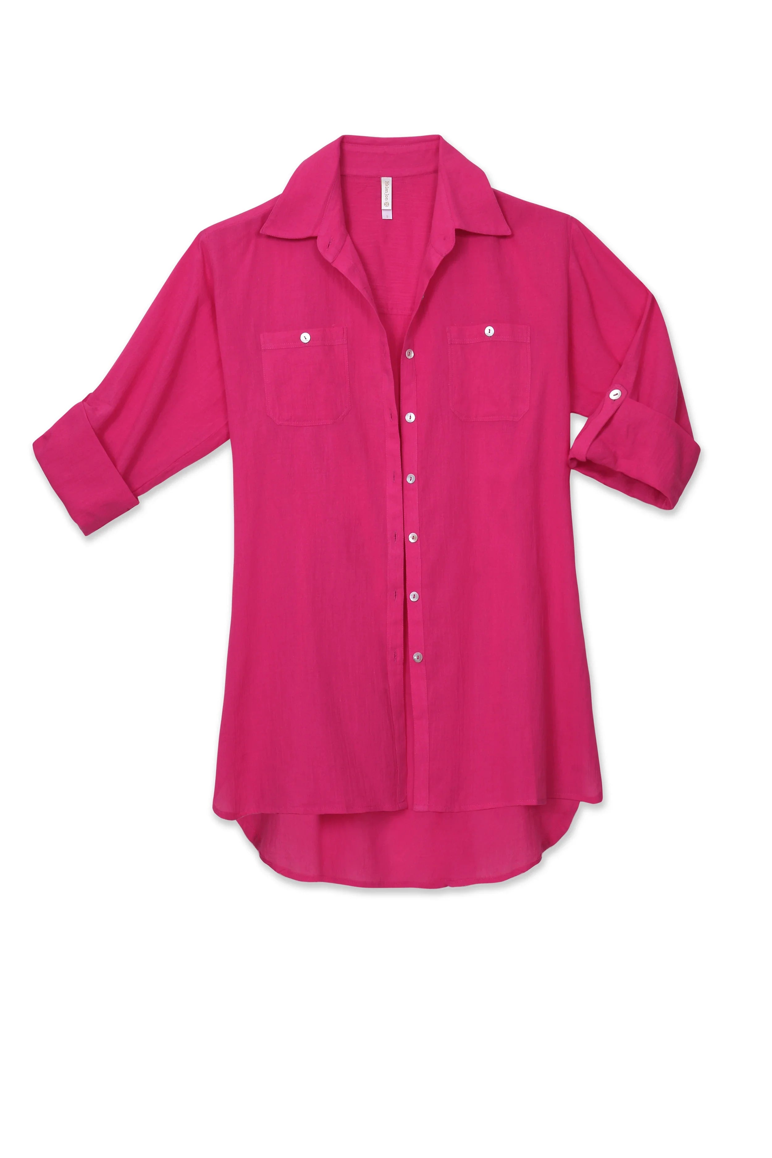 Lotus Pink Camp Shirt Cover Up - Lightweight Summer Beachwear for Women | Perfect for Beach, Pool, and Vacation Outfits