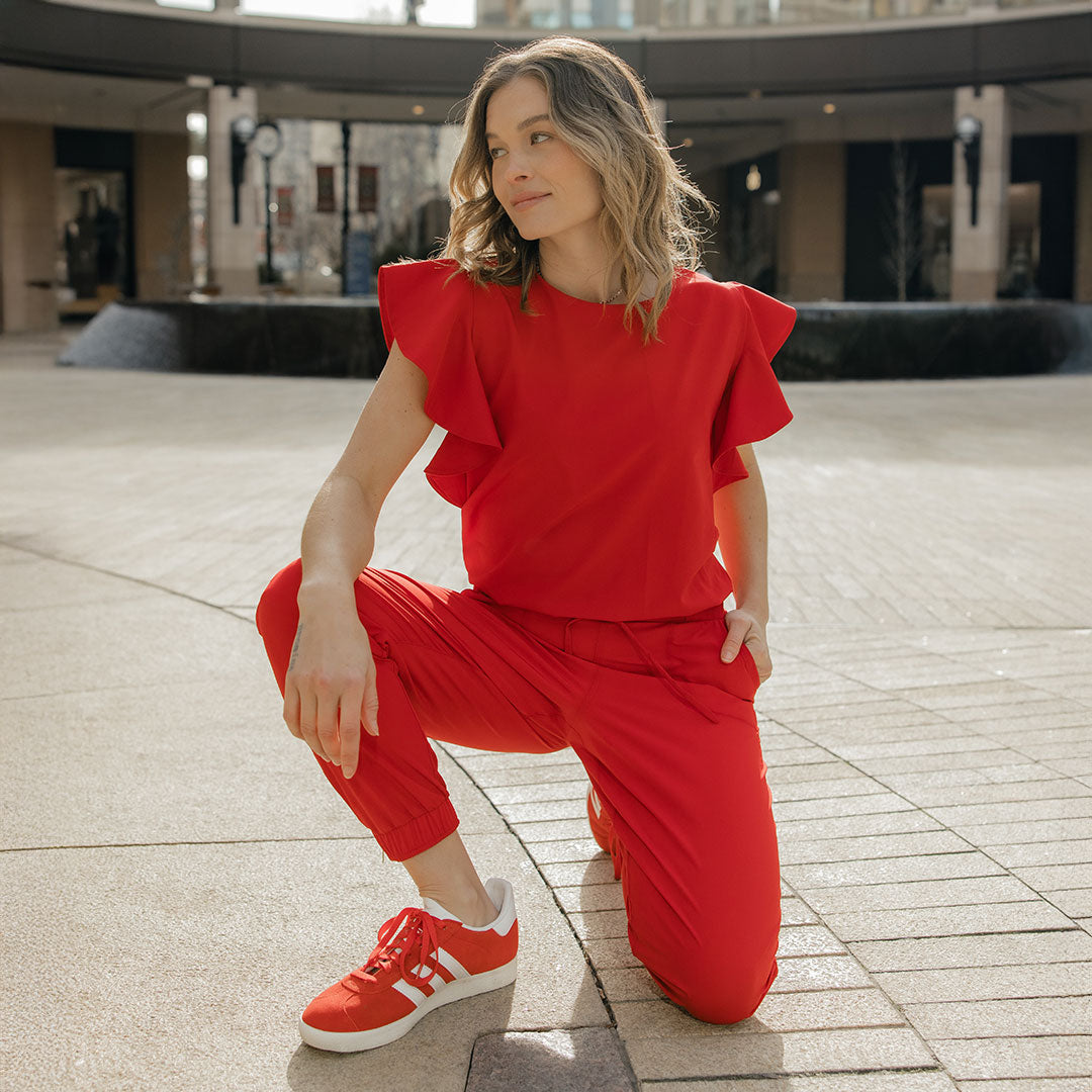 Crimson Jumpsuit for Women - Stylish & Comfortable One-Piece Outfit for Work, Casual Wear & Evening Events