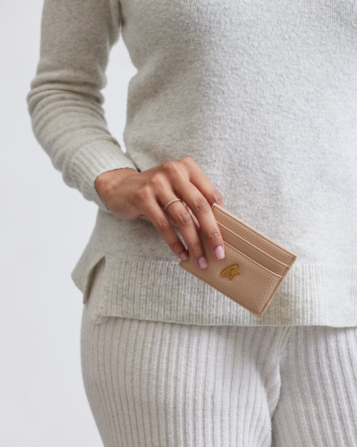 Pebble Slim RFID Blocking Card Holder Wallet - Nude Color for Women & Men | Perfect for Travel, Business, and Everyday Use