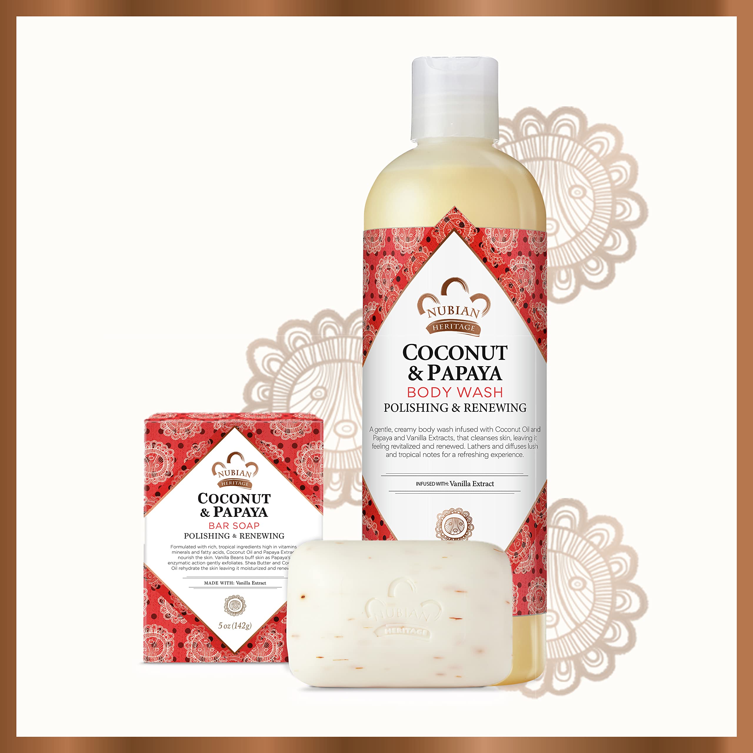 Nubian Heritage Coconut & Papaya Body Wash for Dry Skin - Hydrating & Renewing Cleanser, 13 oz - Perfect for Daily Shower & Spa-Like Skin Care