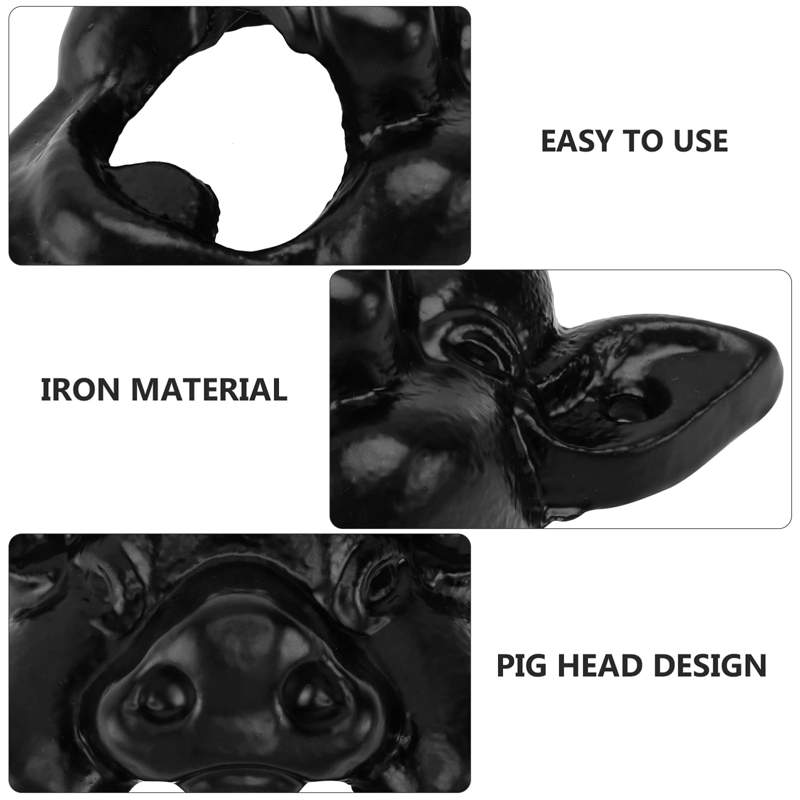 Vintage Cast Iron Pig Head Wall Mounted Bottle Opener - Animal Teeth Design Beer Cap Opener Tool for Bartenders - Perfect for Bars, KTV, Hotels, Housewarming Gifts & Home Kitchen Use (Black)